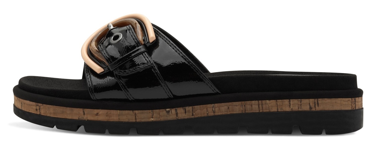 MARCO TOZZI Pantolette, Plateau, Sommerschuh, Schlupfschuh mit dekorativer Schnalle