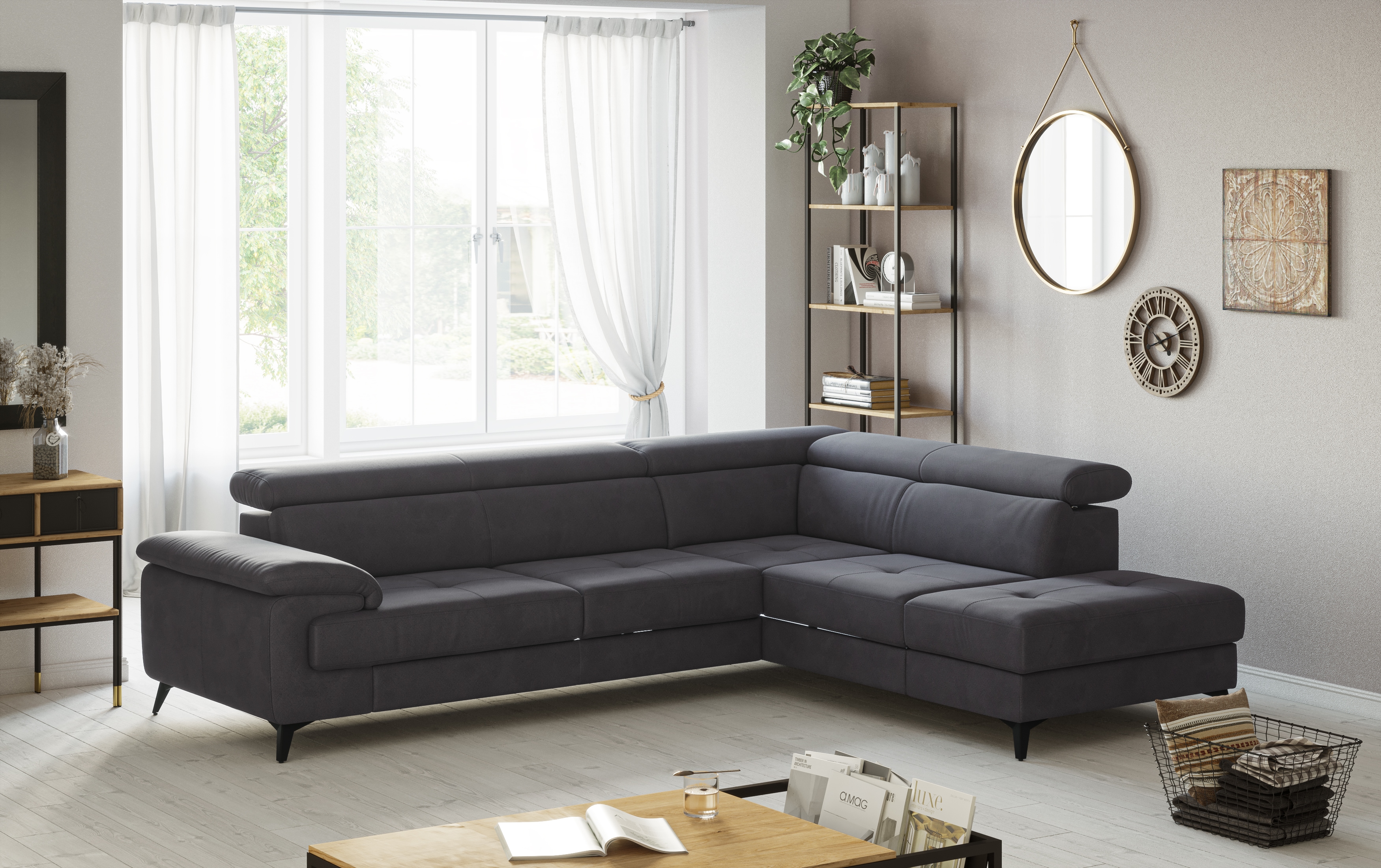 OTTO home Ecksofa "Astra L-Form, B: 286 cm" mit Kopfteilverstellung, optional Schlaffunktion & Bettkasten