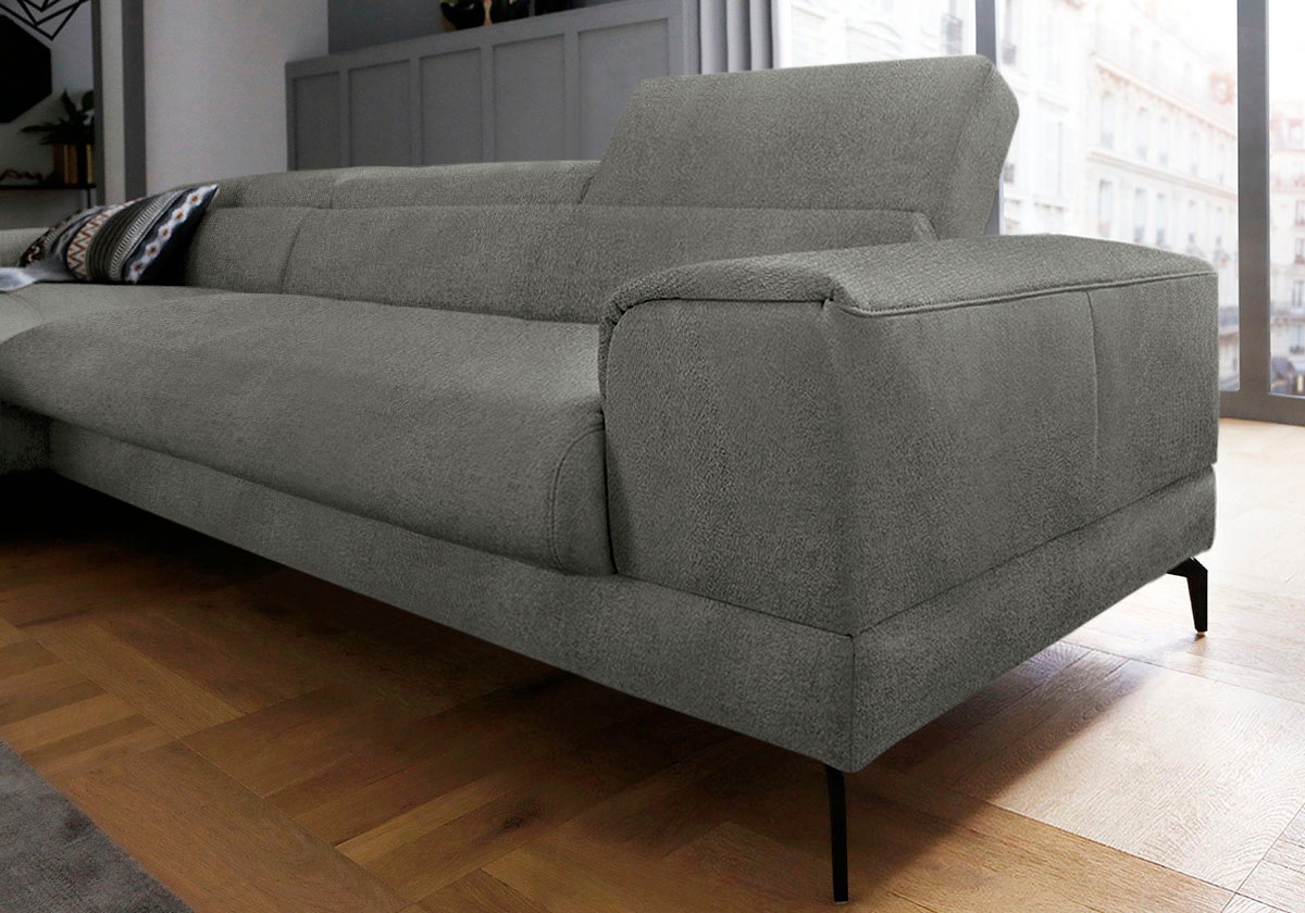 W.SCHILLIG Ecksofa »piedroo, Designsofa mit tollem Sitzkomfort, bequem, L-Form«, Kopfteilverstellung, wahlweise mit Sitztiefenverstellung, Breite 343cm