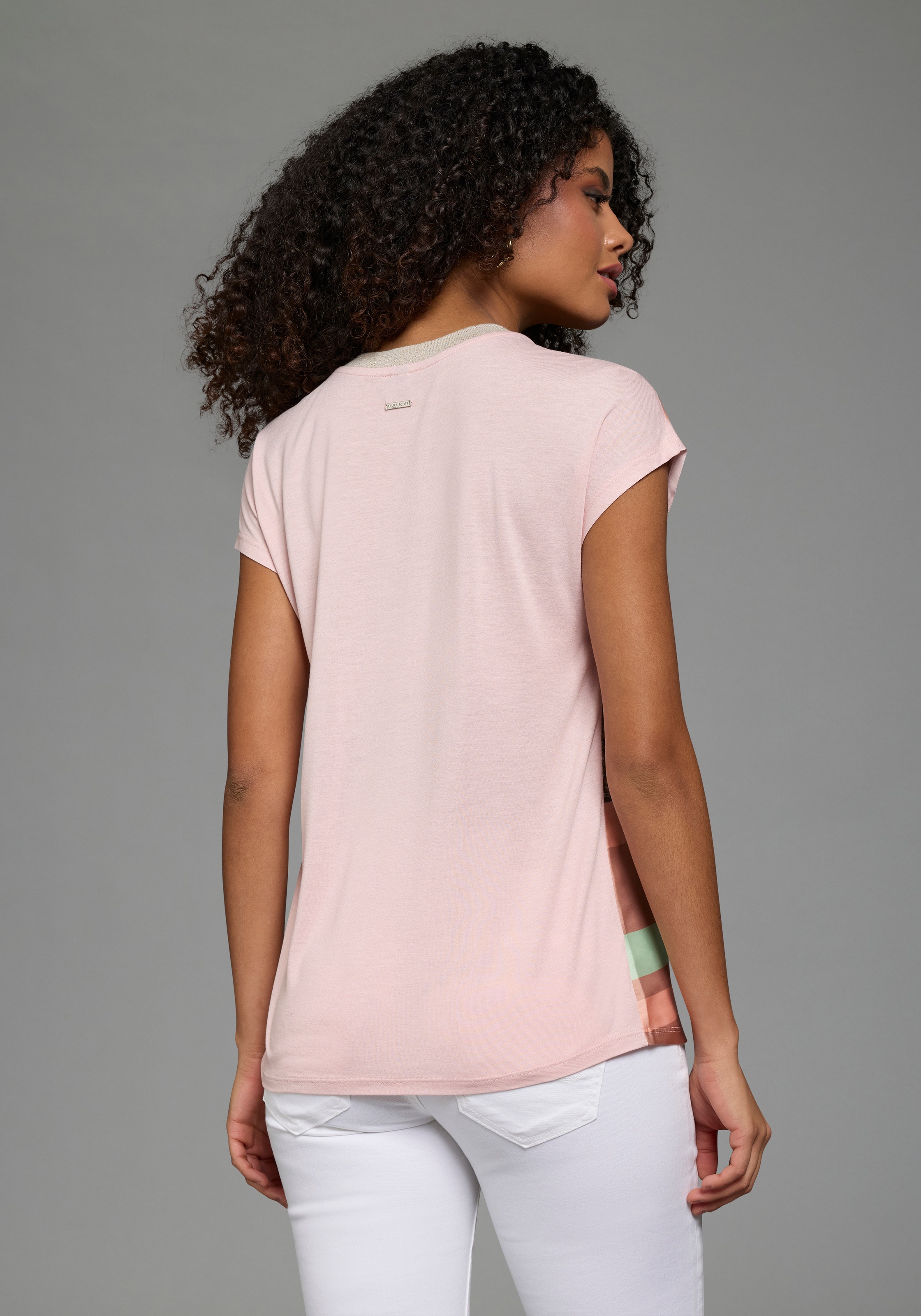 Laura Scott Hemdbluse gemustert, Kurzarm, U-Boot-Ausschnitt günstig online kaufen