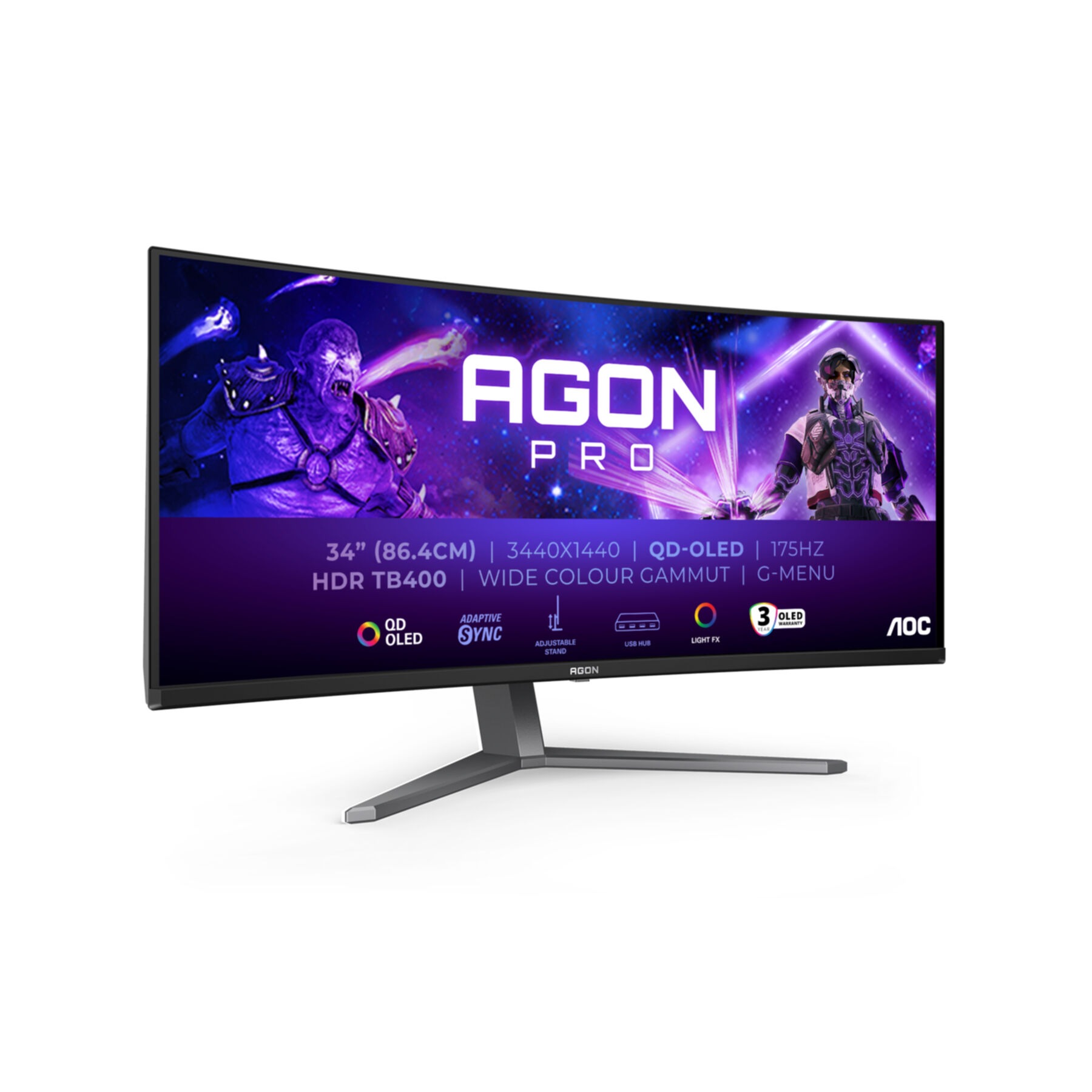 AOC LED-Monitor »AG346UCD«, 87 cm/34 Zoll, 3440 x 1440 px, WQHD, 0,03 ms Reaktionszeit, 175 Hz