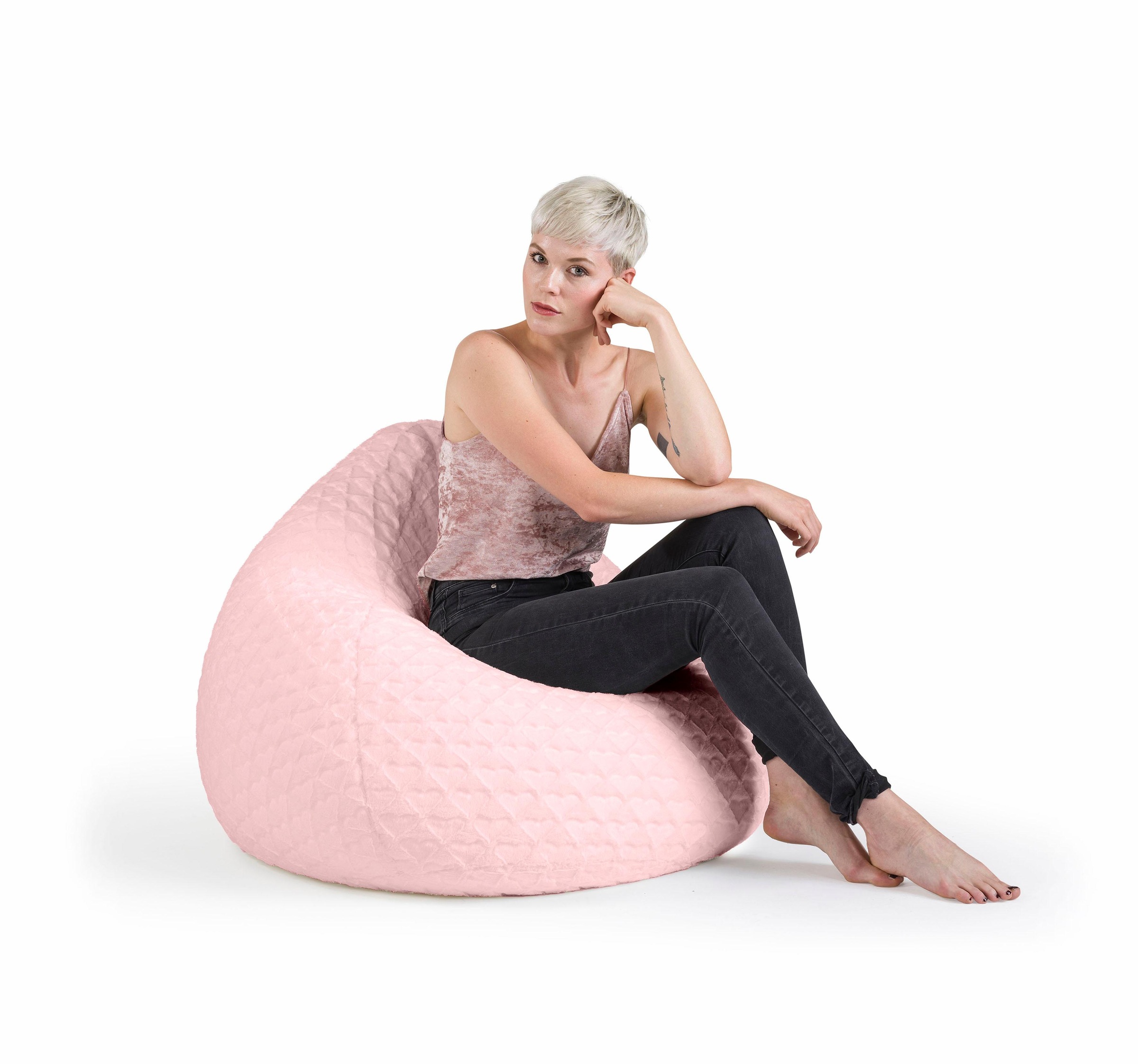 Sitting Point Sitzsack »Sitzsack FLUFFY HEARTS XL«, Plüschsitzsack mit Herzoptik