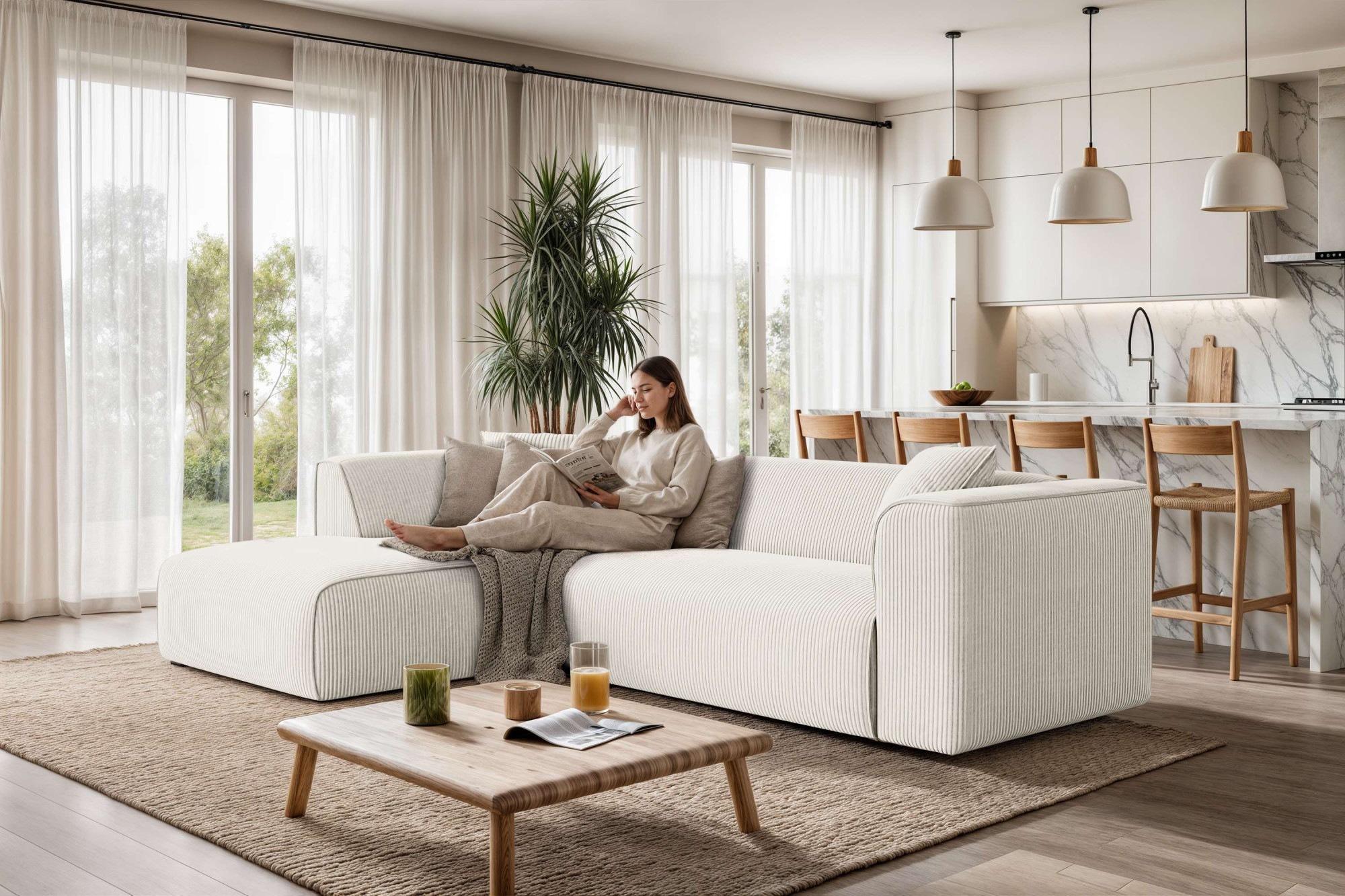 OTTO home Ecksofa "Merid L-Form, Sofa-Fix, B: 254 cm - OTTO. Verlässliche Qualität." Ottomane rechts/links, belastbar bis 460kg, nicht modulare Sofa