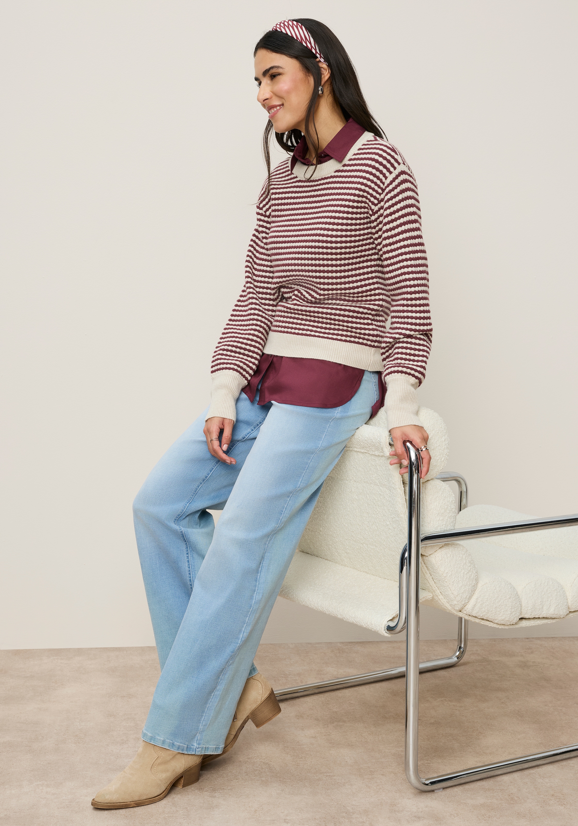 Tamaris Strickpullover »mit gestreifter Optik« aus modischem Strukturstrick