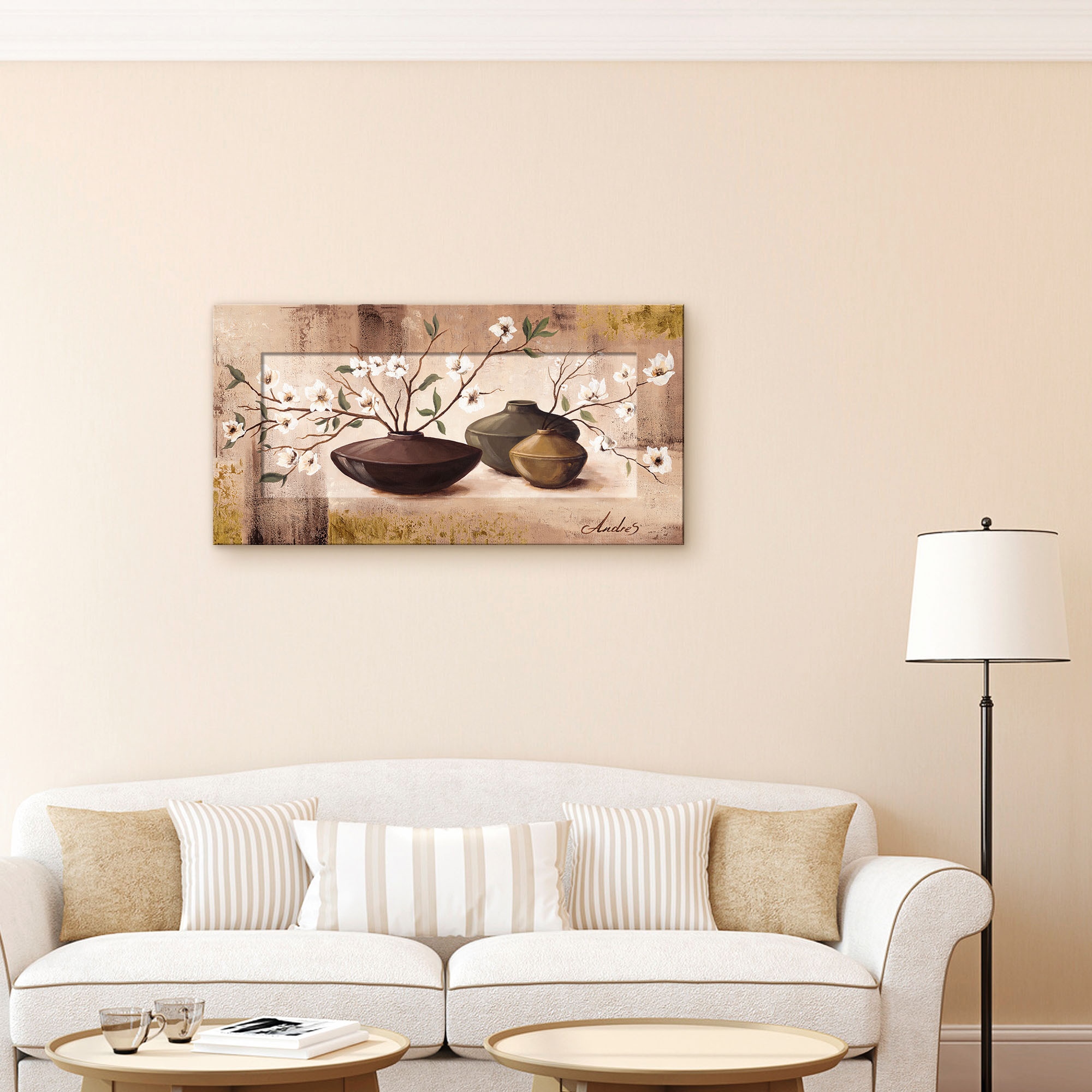 Artland Wandbild »Golden eingerahmte Kirschblüten«, Vasen & Töpfe, (1 St.)