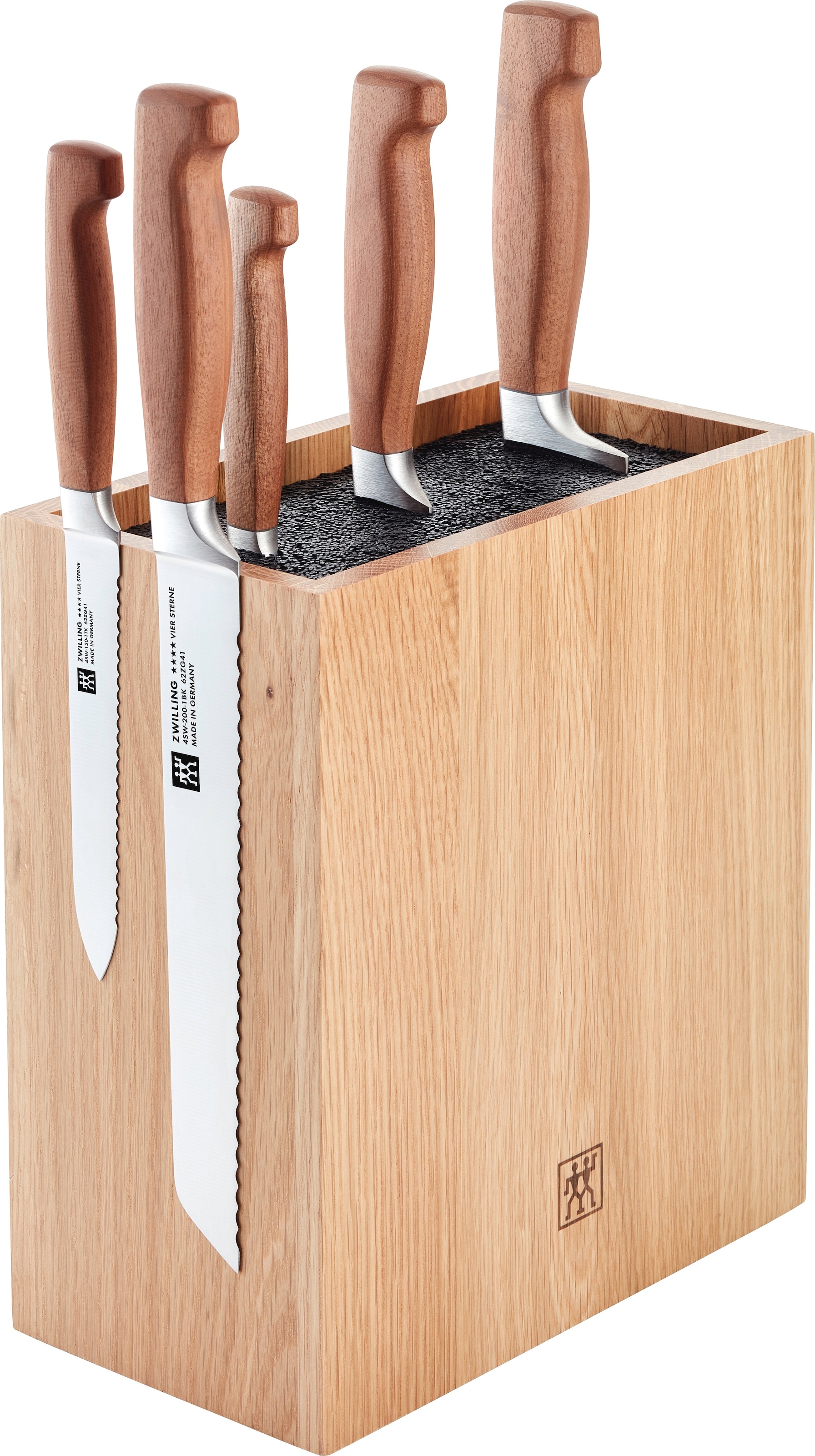 Zwilling Messerblock »**** VIER STERNE Wood« 6 Messer mit Kotibé-Holzgriffe, Messerblock aus Eiche