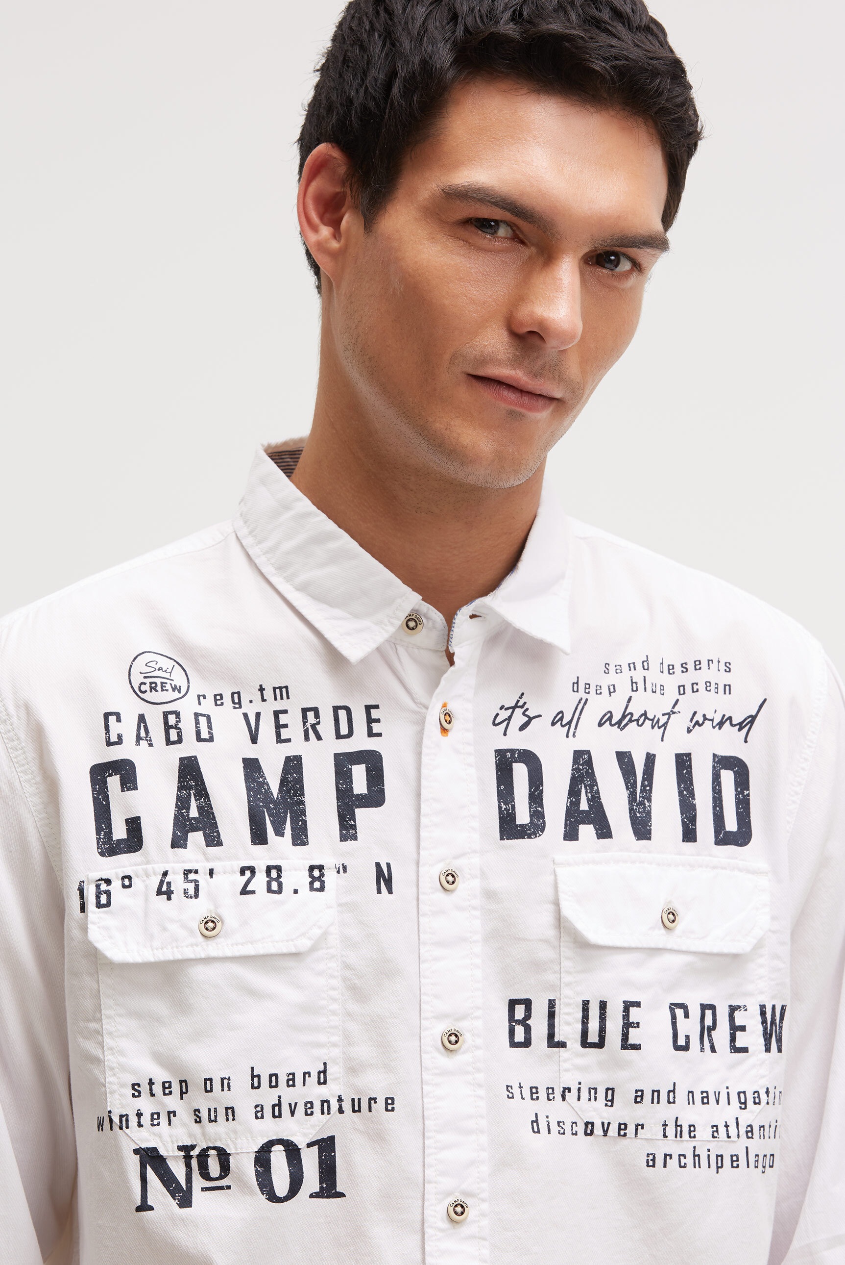 CAMP DAVID Langarmhemd mit Klappentaschen