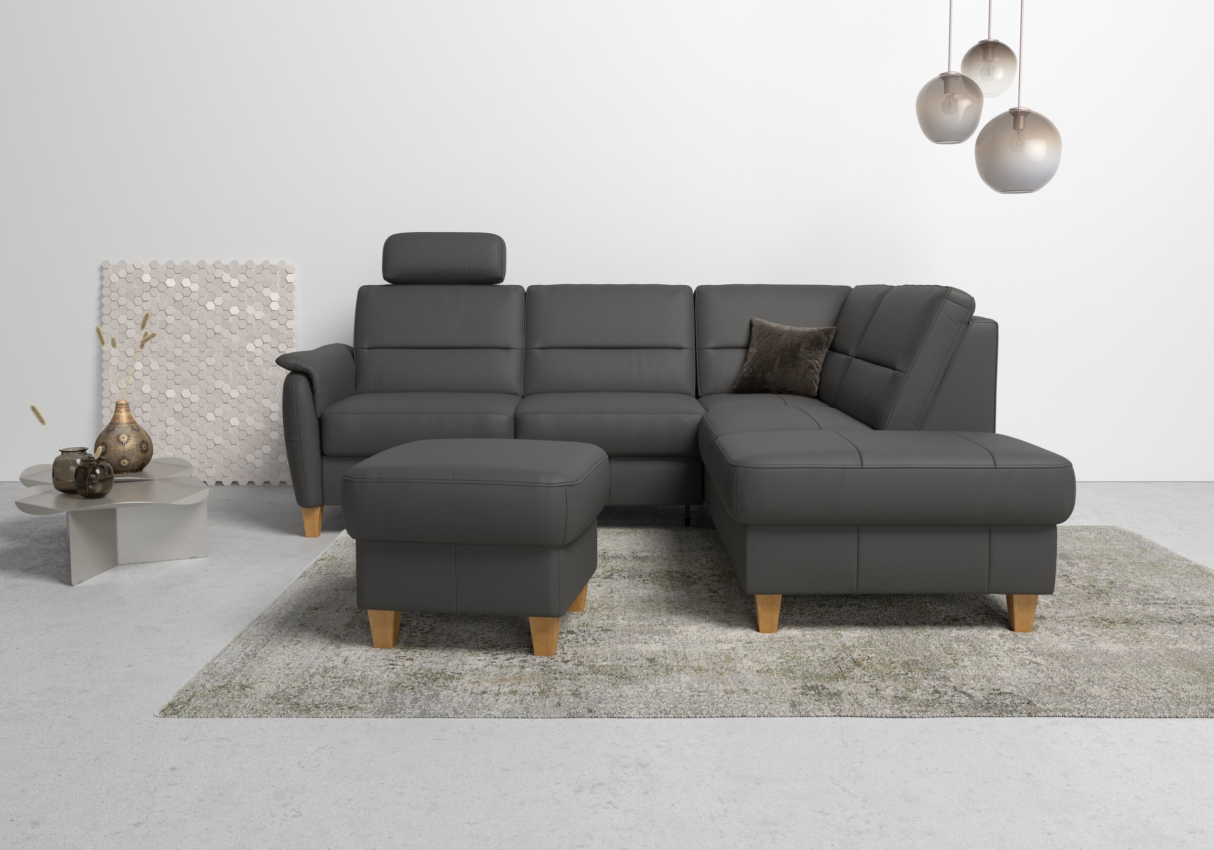 Home affaire Ecksofa "Palmera L-Form, B: 236 cm" optional Bettfunktion & Be günstig online kaufen