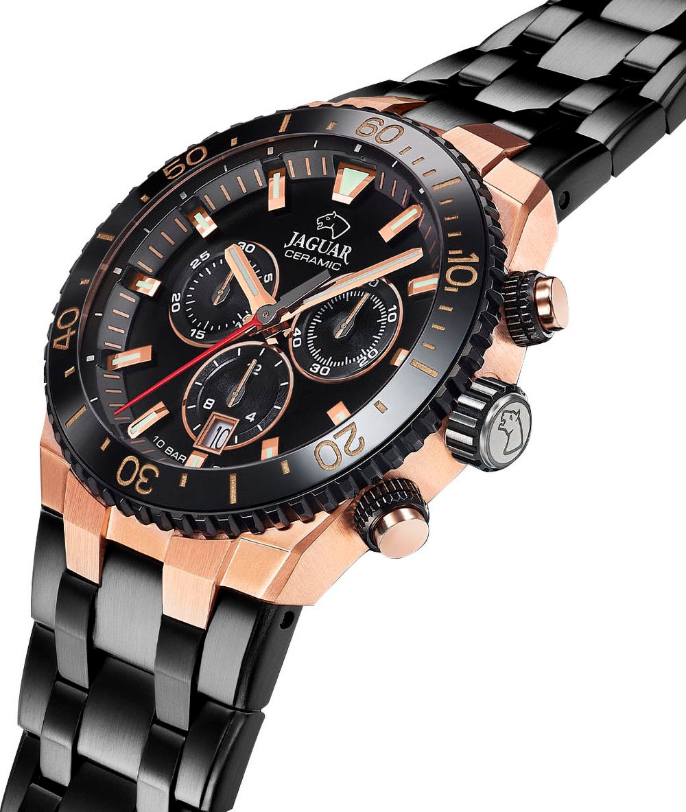 Jaguar Chronograph »Ceramic«, Quarzuhr, Armbanduhr, Herrenuhr,Swiss Made,Edelstahlband,Stoppfunktion