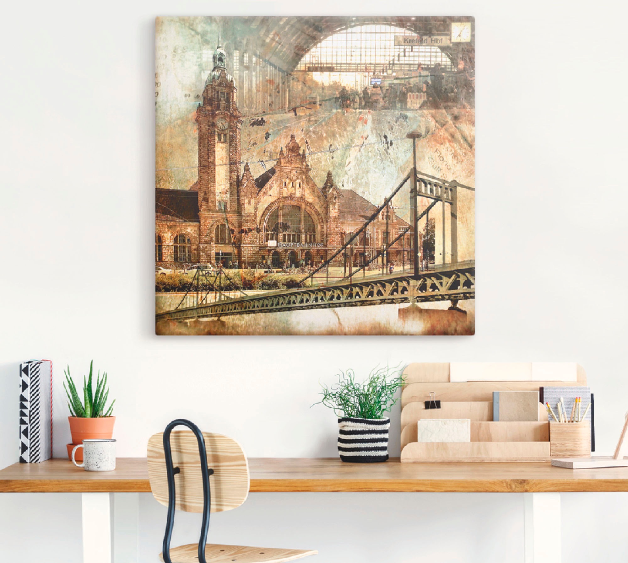 Artland Wandbild »Krefeld Skyline Abstrakte Collage«, Gebäude, (1 St.), als Leinwandbild, Poster in verschied. Größen