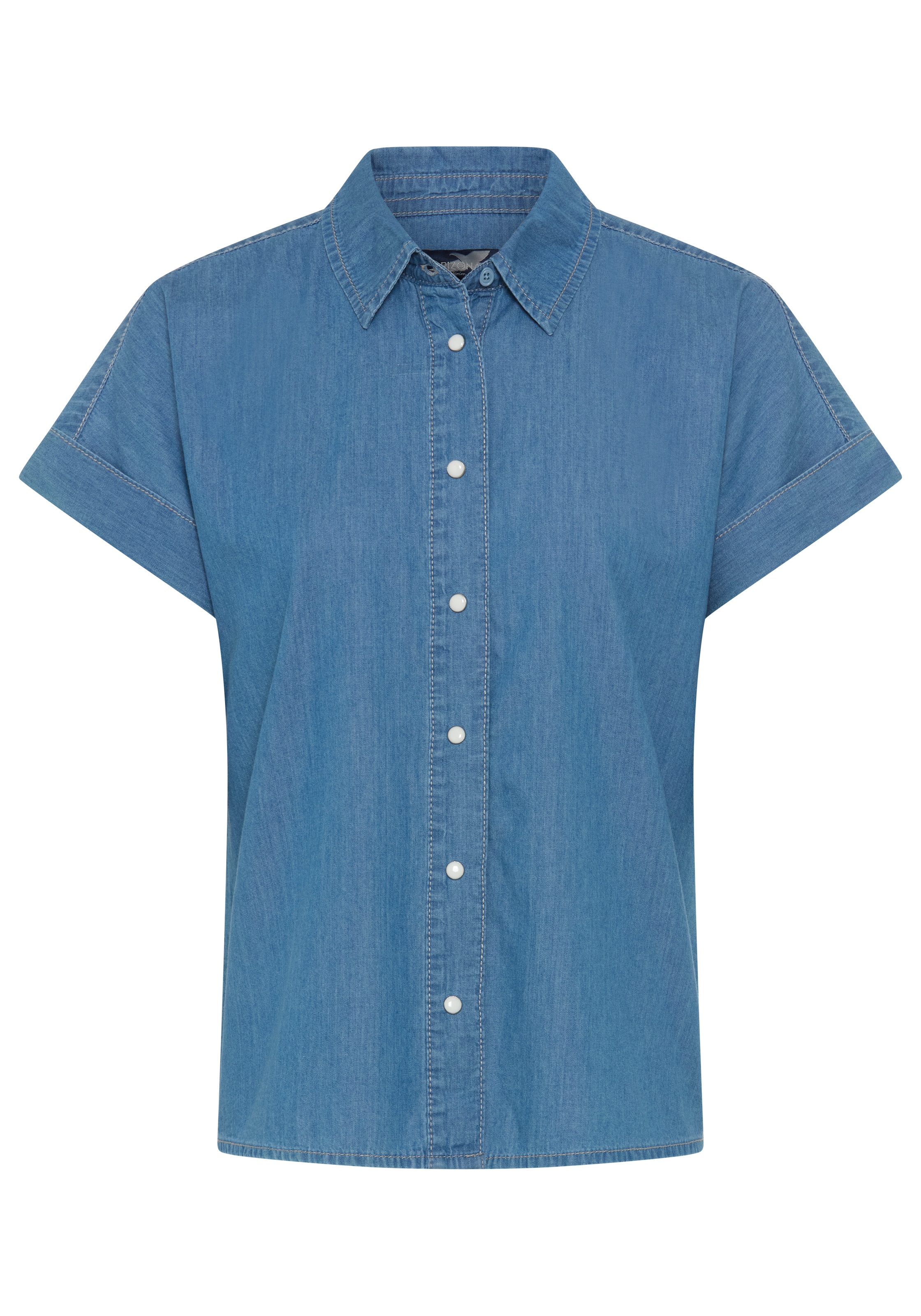 Arizona Jeansbluse »halbarm« mit Hemdblusenkragen, Comfort Fit, auch in großen Größen
