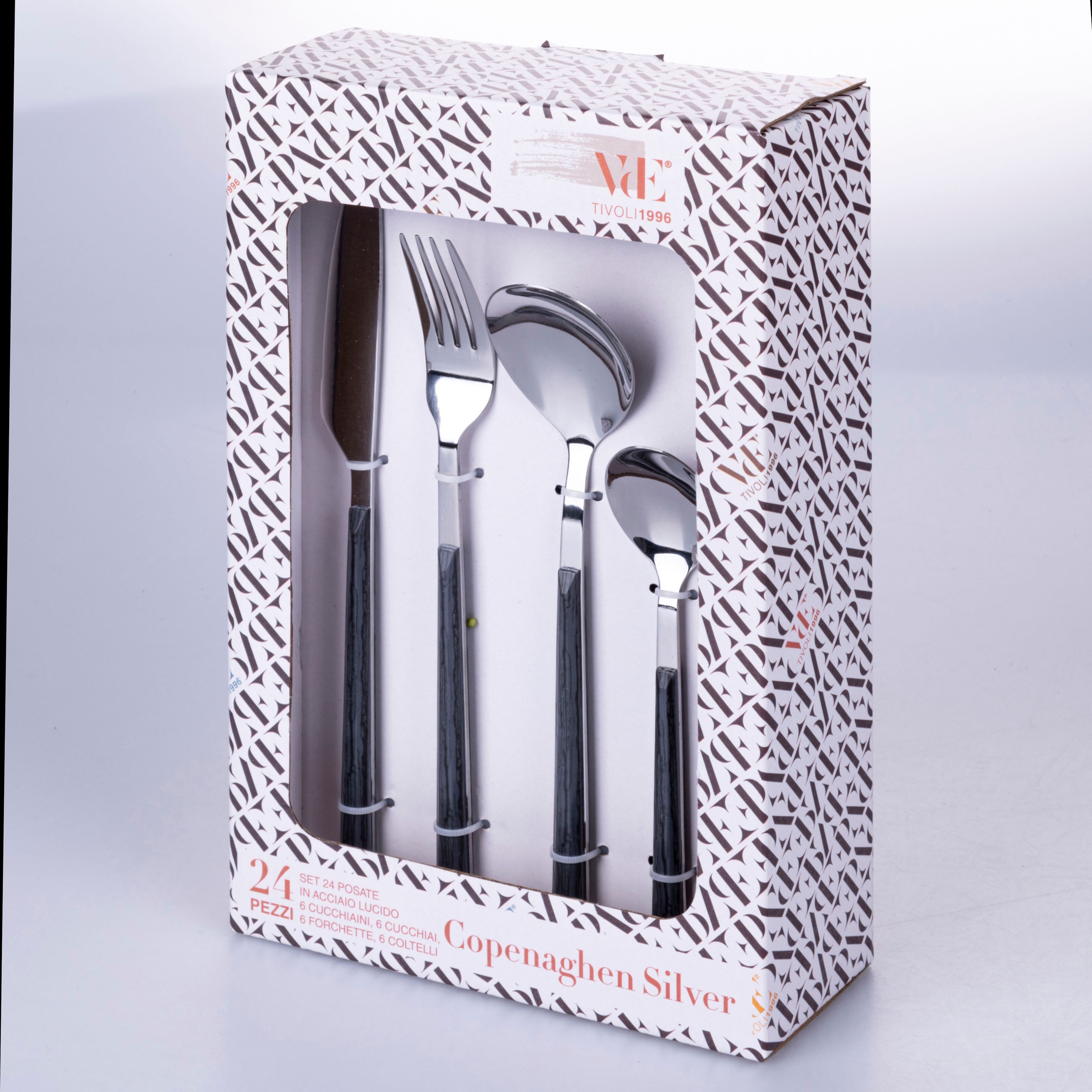 Villa d'Este Besteck-Set »Copenaghen Silber«, (Set, 24 tlg.), Essbesteck-Set