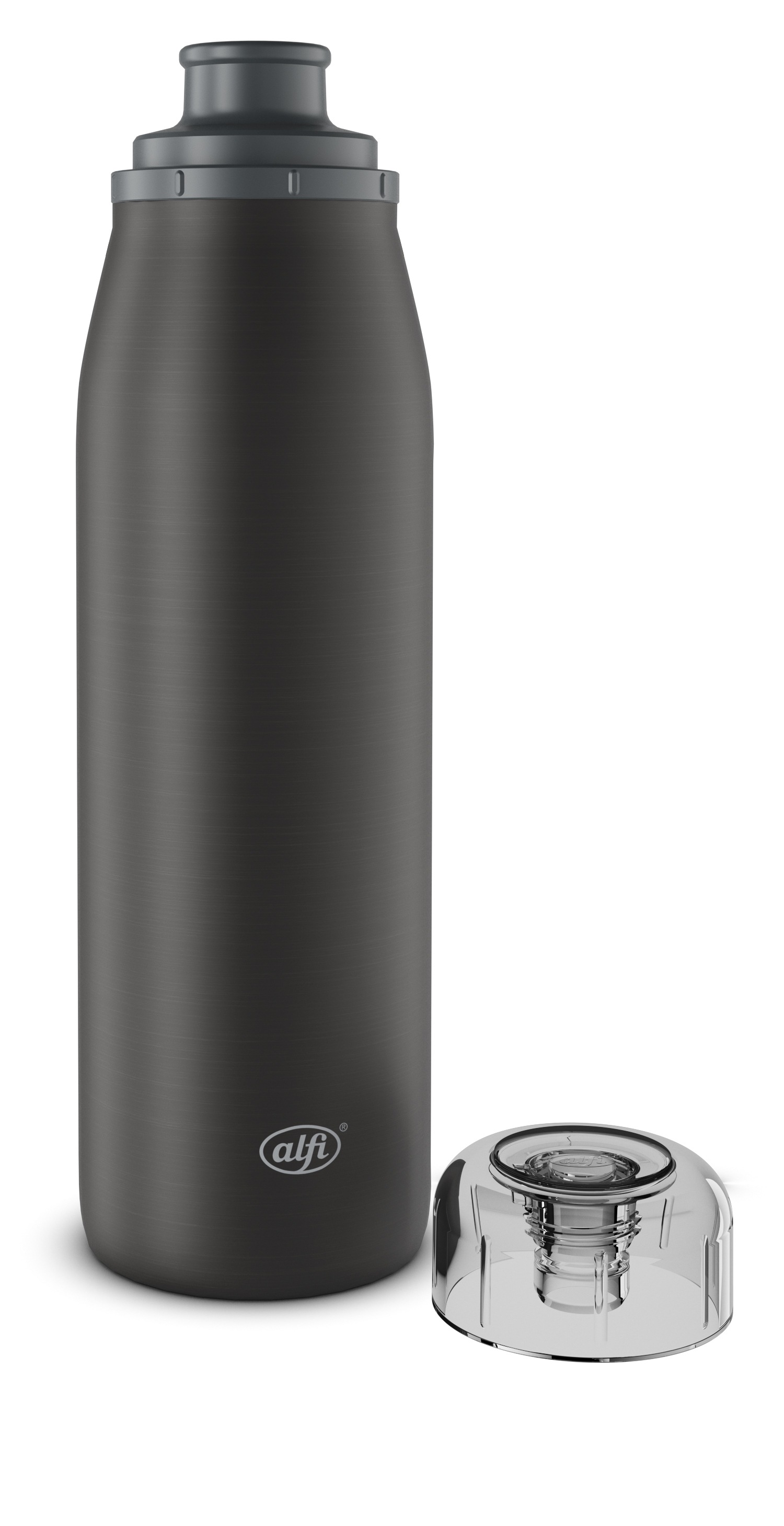 Alfi Isolierflasche »ISO BOTTLE, Edelstahlkörper, spülmaschinenfest«, (1 tlg.), 0,5l, 12h heiß & 24h kalt, Trinköffnung mit konsistentem Trinkfluss