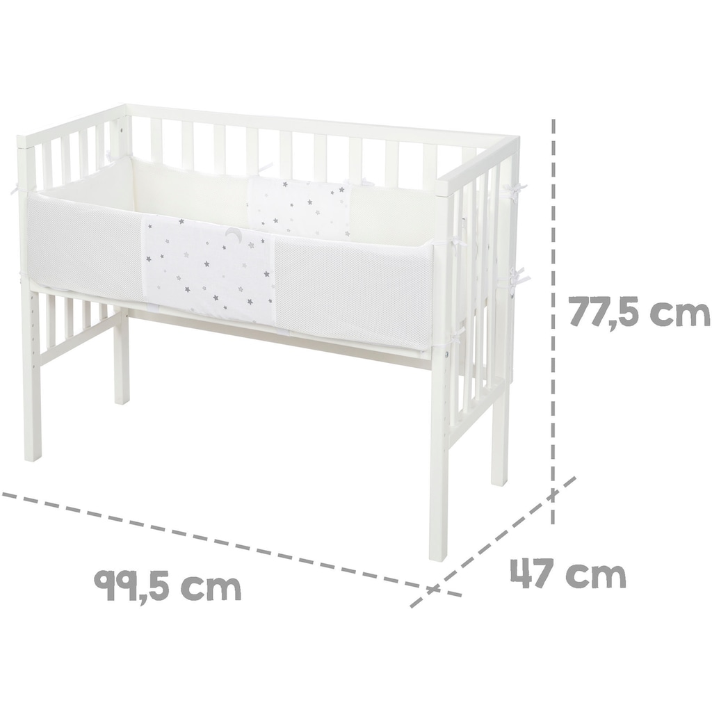 roba® Beistellbett »Safe Asleep® 2in1, weiß, Sternenzauber grau«, mit Matratze, Nestchen und Sicherheitsbarriere