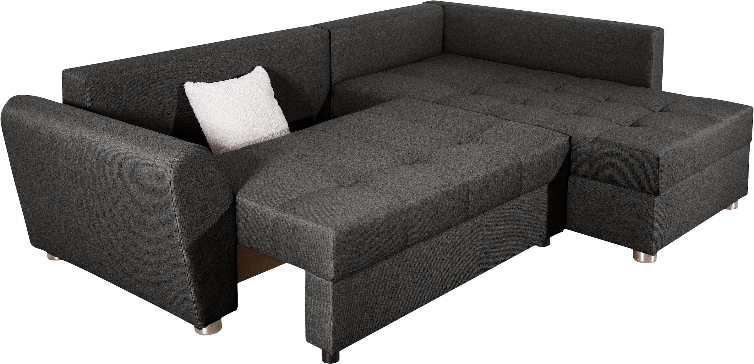 COLLECTION AB Ecksofa »JANA«, Ecksofa,Bettfunktion,Bettkasten,Bonnelfederkern,Rückenkissen