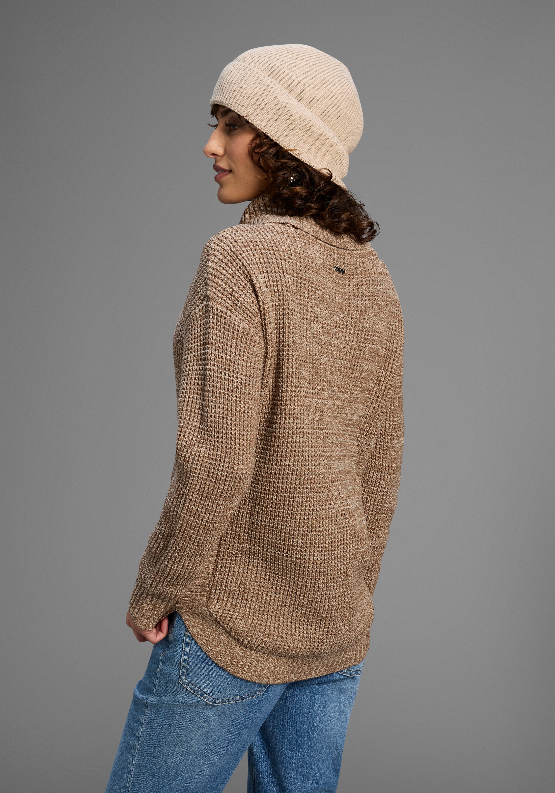 Laura Scott Rollkragenpullover Winterpullover im lässigen Fit mit Waffelstr günstig online kaufen