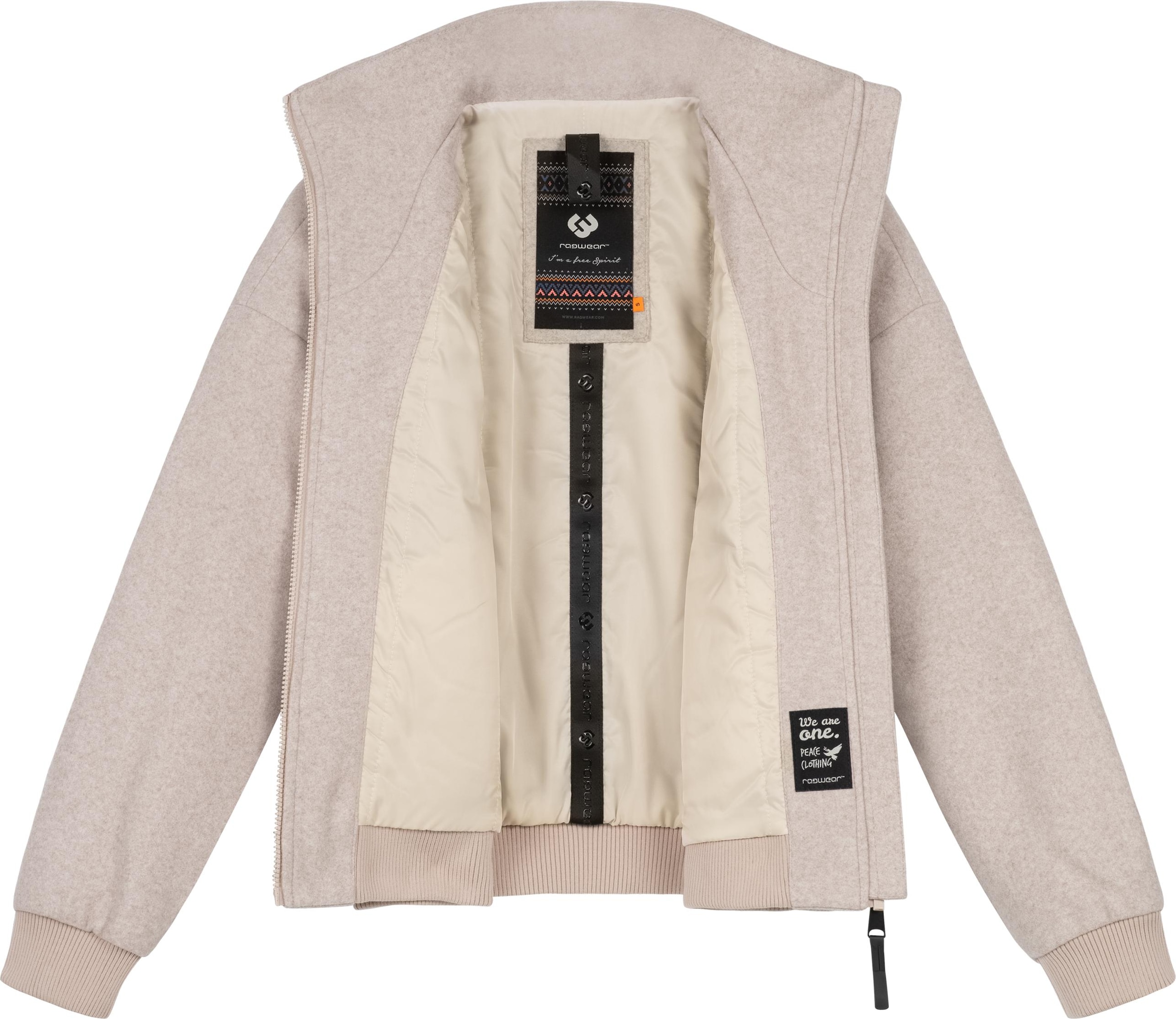 Ragwear Outdoorjacke »Toscia«, ohne Kapuze, angesagte oversized Übergangsjacke in Woll-Optik