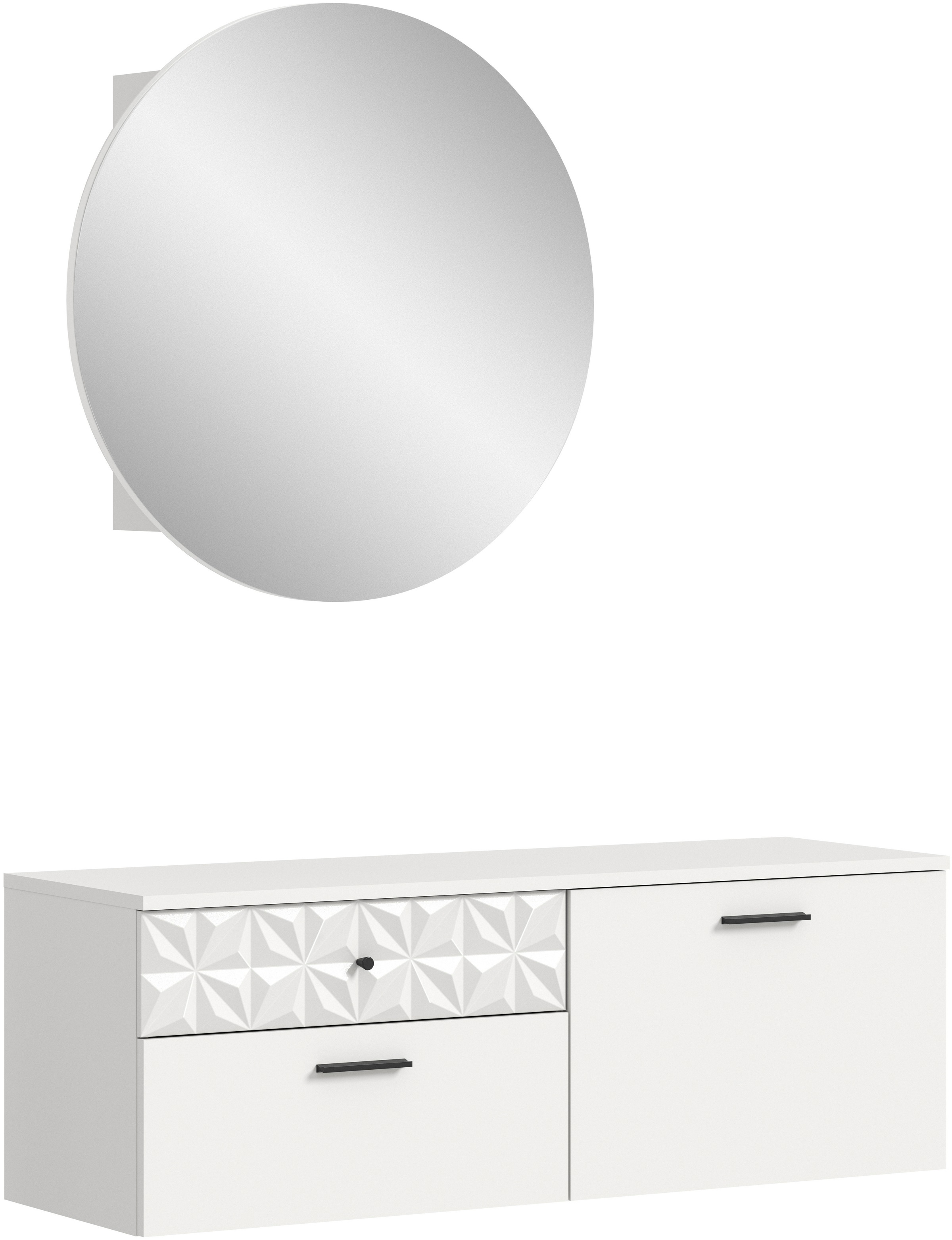 INOSIGN Garderoben-Set »VICENZA, 2-tlg., mit foraler Ornamentabsetzung in der Front«, (2 St.), best. aus.: Schuhschrank und Spiegelschrank