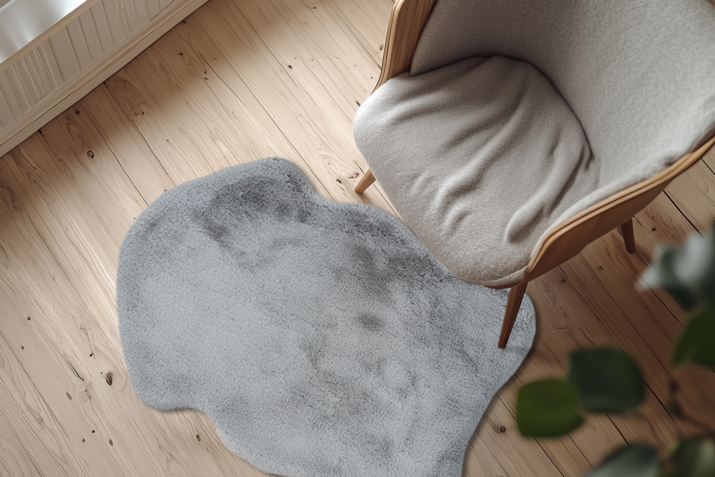 Obsession Fellteppich »Infinity 201« fellförmig 40 mm Höhe Kunstfell, Uni Farben, Kaninchenfell Haptik, supersoft