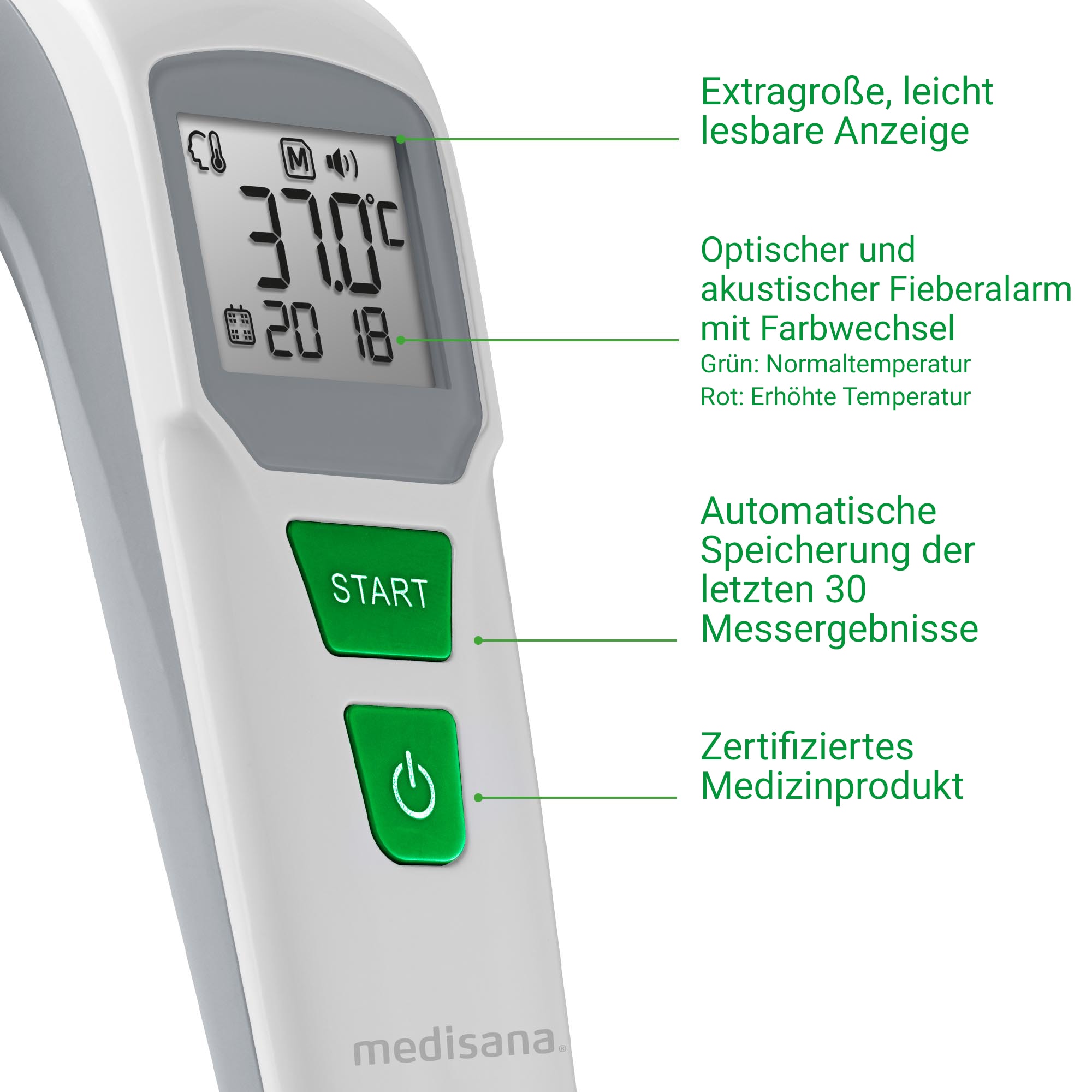 Medisana Infrarot-Thermometer »TM 760« berührungslose Messung: Körper, Umgebung,Oberfläche, akustischer Alarm