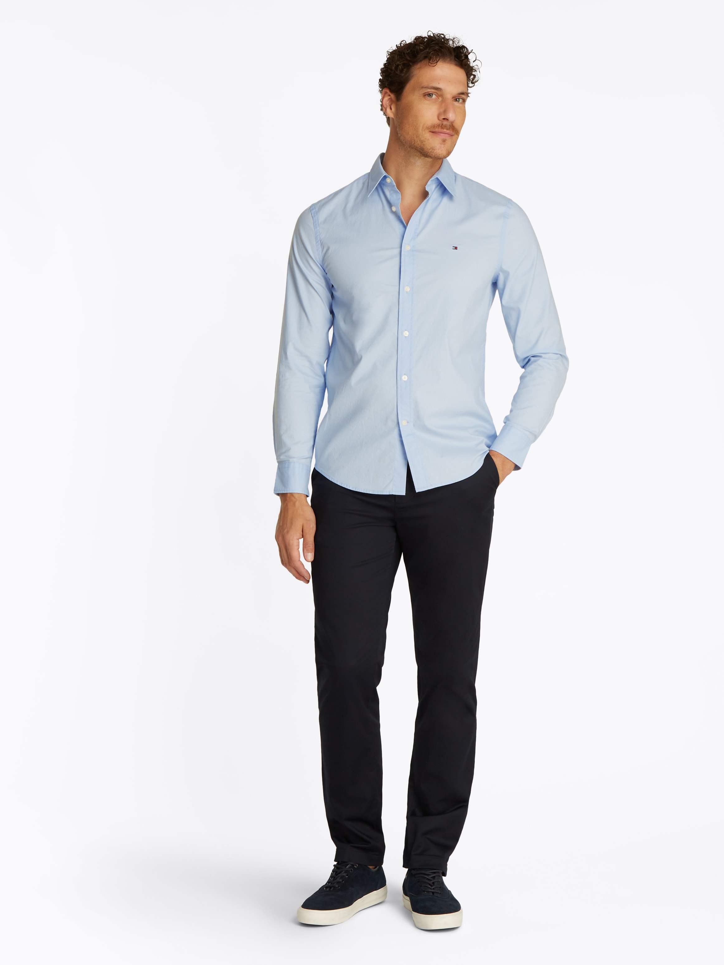 Tommy Hilfiger Businesshemd »FLEX POPLIN KENT COLLAR SF SHIRT«, mit Logostickerei