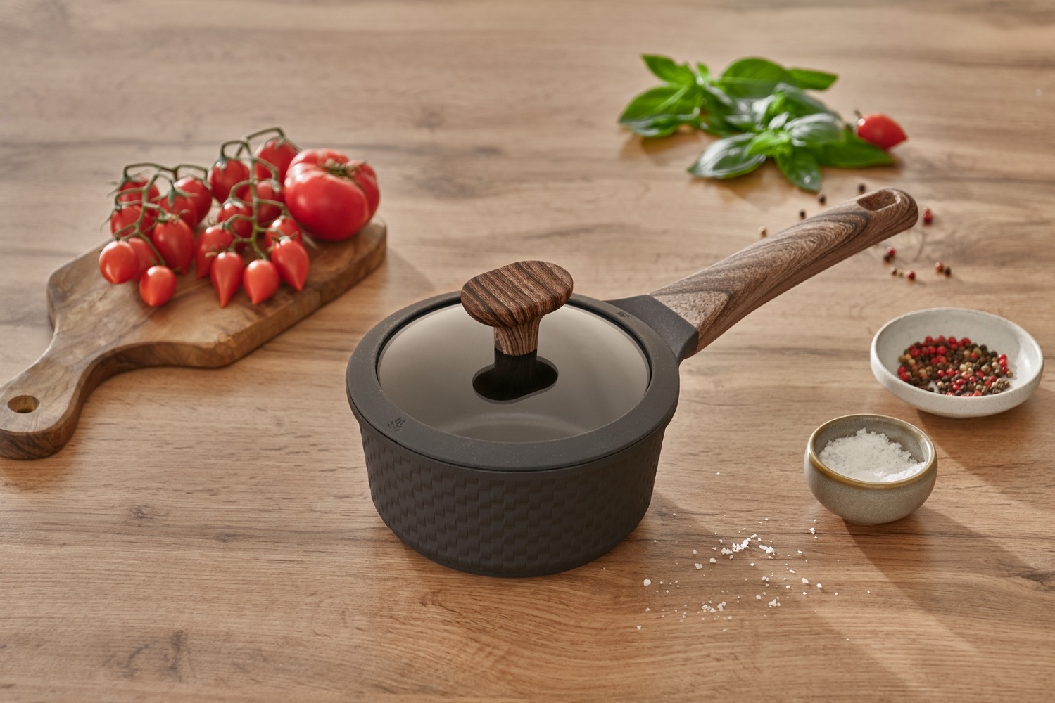 RESTO Kitchenware Kasserolle »Ran, Kochtopf antihaftbeschichtet und spülmaschinenfest«, Aluminiumguss, (2 tlg.), Geeignet für alle Herdarten, auch Induktion, im Geschenkkarton