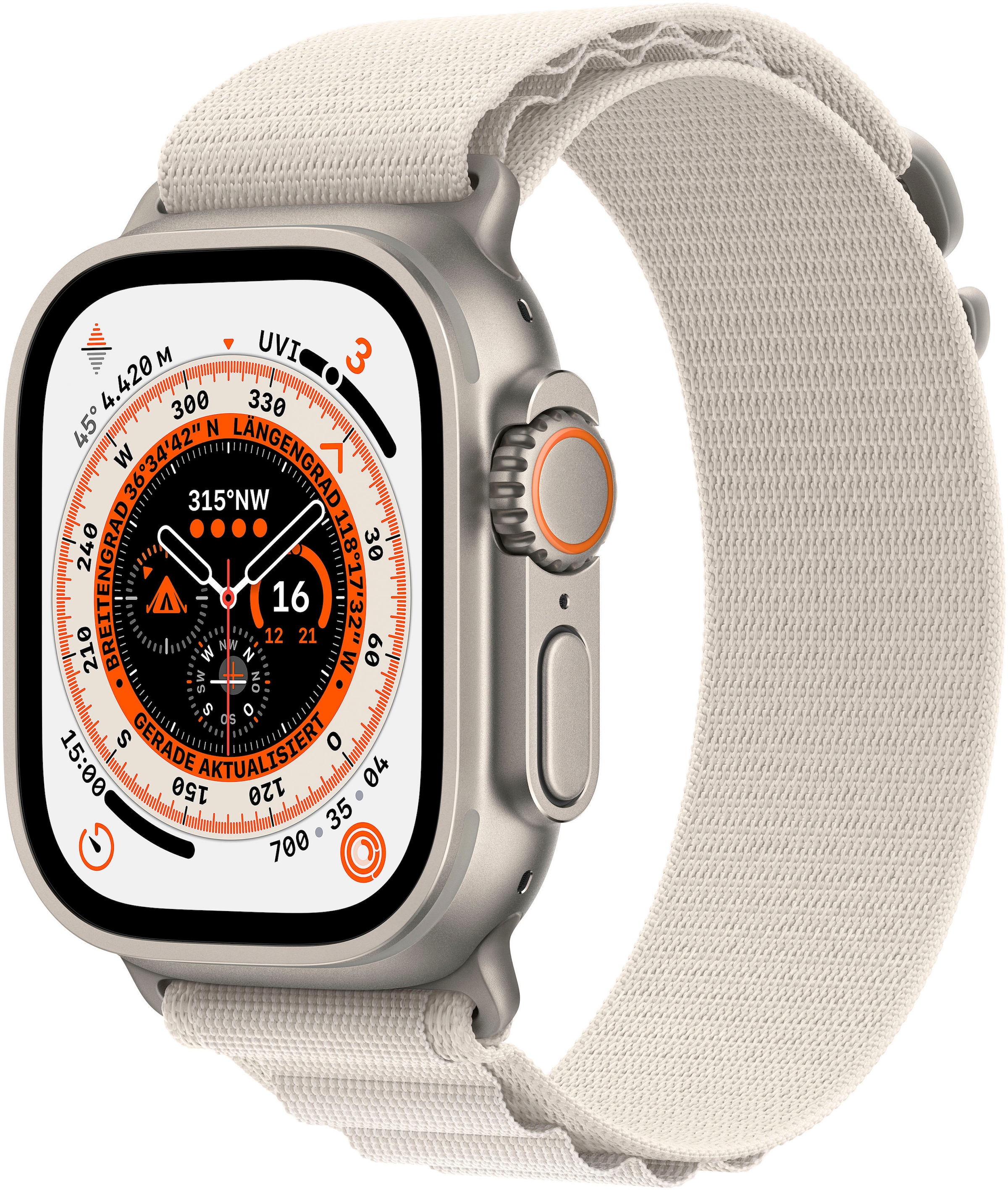 Apple Watch »Watch Ultra GPS + Cellular 49mm Alpine Medium«, (Gemacht für extreme Anforderungen)