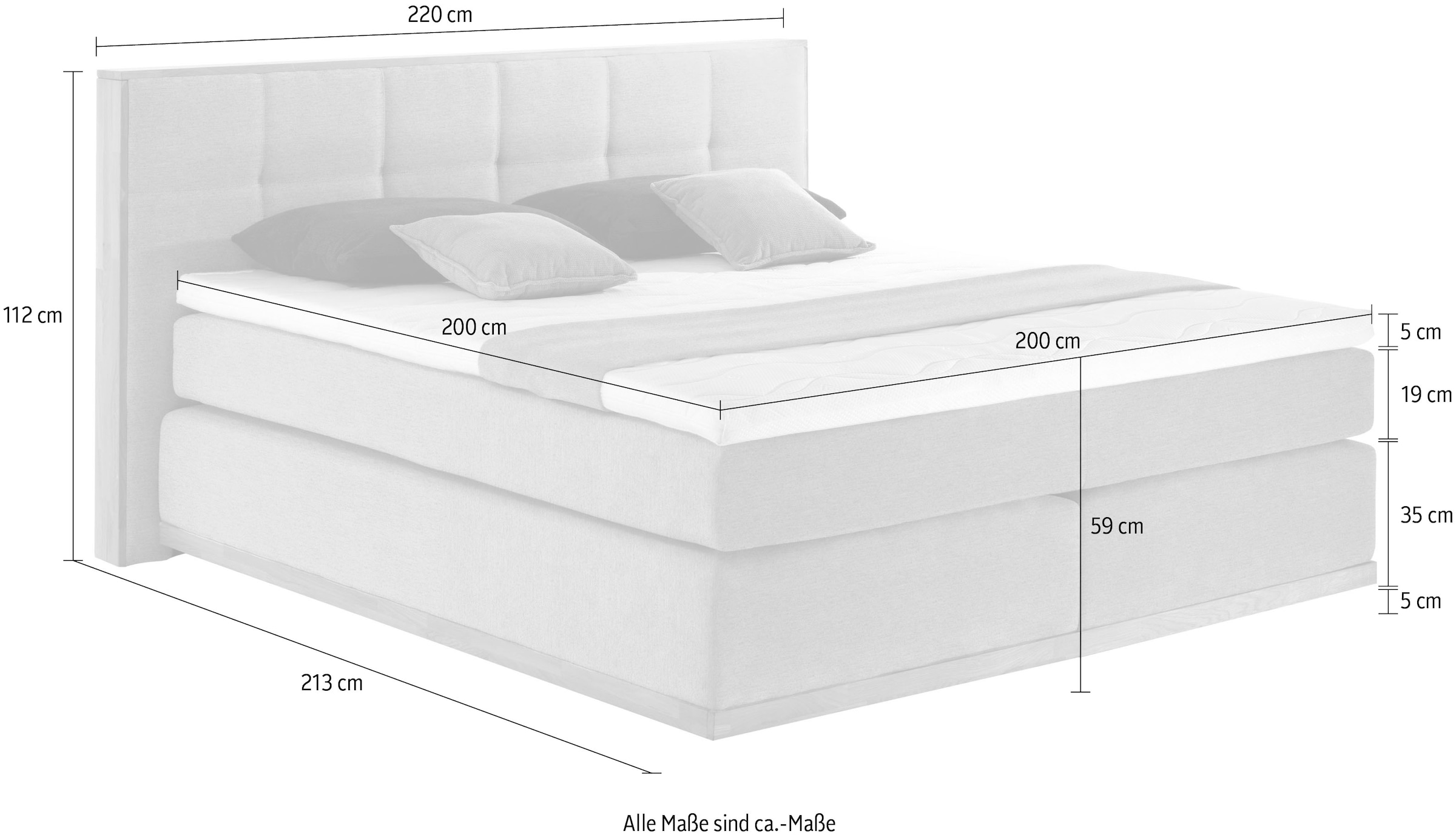 Places of Style Boxspringbett Vinton, aus massiver Eiche, verschiedene Härtegrade