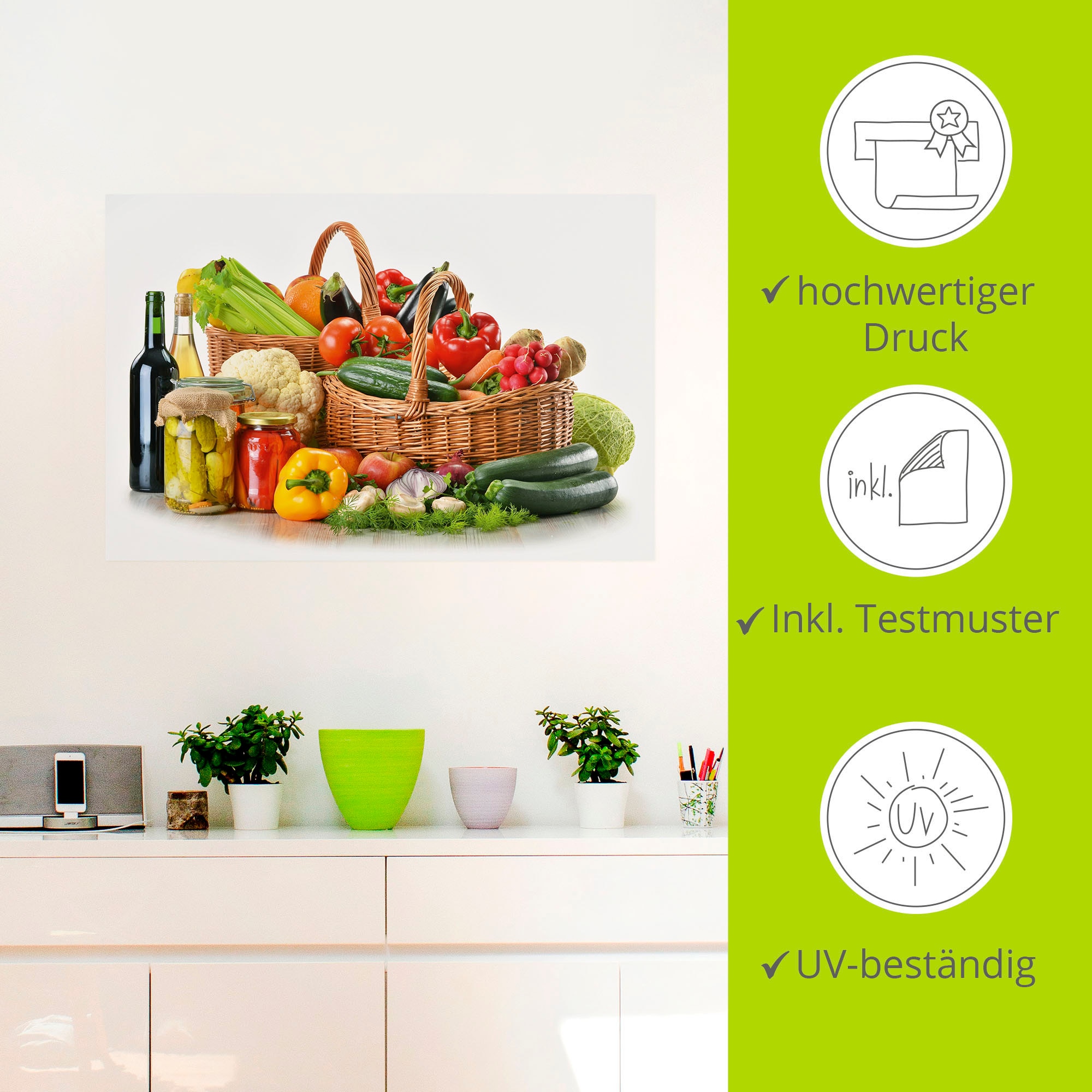 Artland Wandbild »Gemüse Stillleben | Poster Leinwandbild, Alubild, versch. Wandaufkleber BAUR oder II«, Größen kaufen Lebensmittel, (1 in St.), als