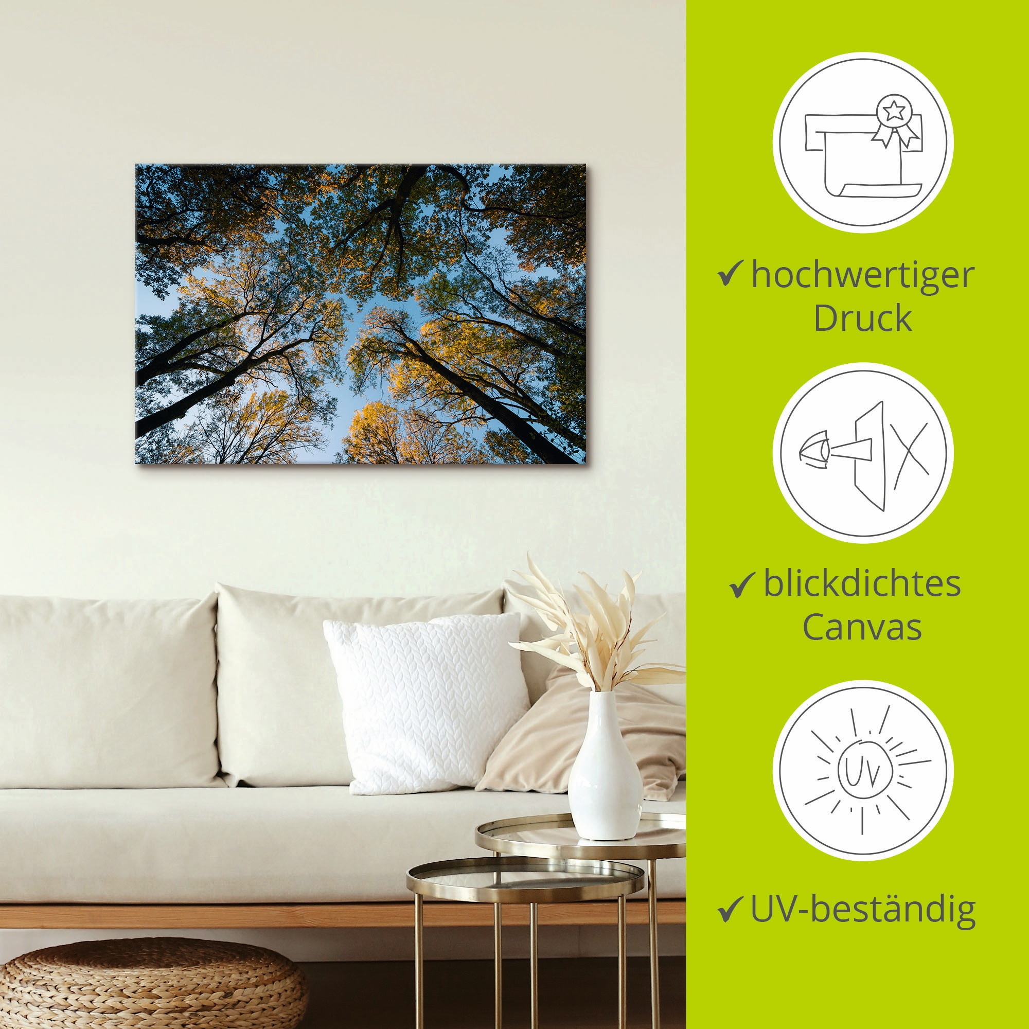 Artland Wandbild »Herbst im Wald«, Bäume, (1 St.), als Alubild, Outdoorbild, Leinwandbild in verschied. Größen