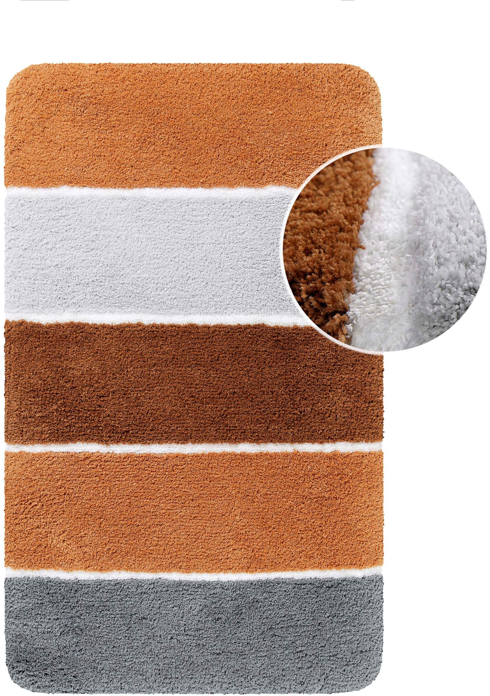 Homie Living Badematte »Rio Marina« Höhe 30 mm rutschhemmend beschichtet fußbodenheizungsgeeignet | schnell trocknend flauschiger Badteppich, modern gestreift, waschbar, Badezimmerteppich