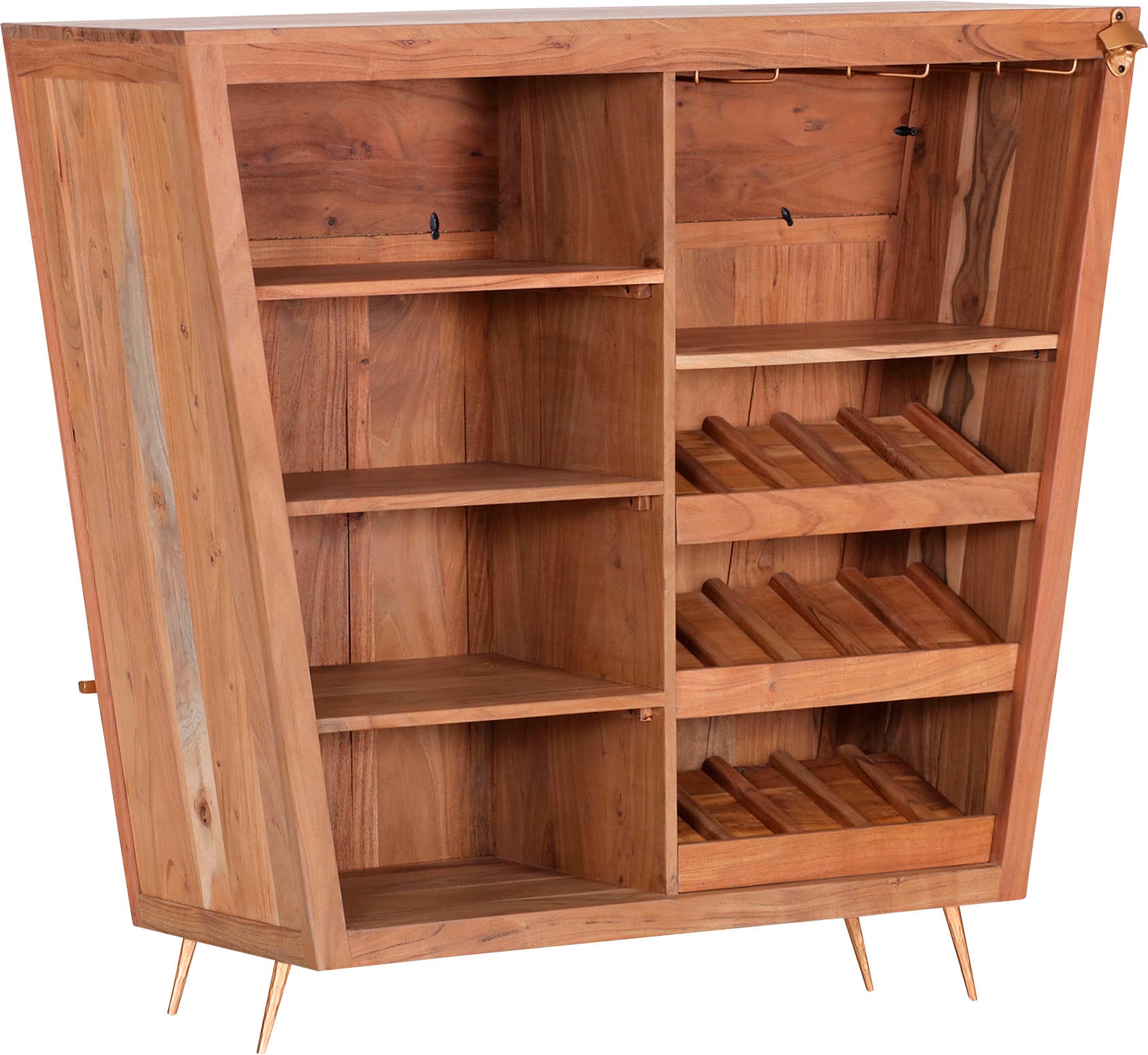 Gutmann Factory Barschrank "Bonnie, Bartisch mit Wiener Geflecht, 120cm breit" Aus Akazienholz natur, smoked und lackiert