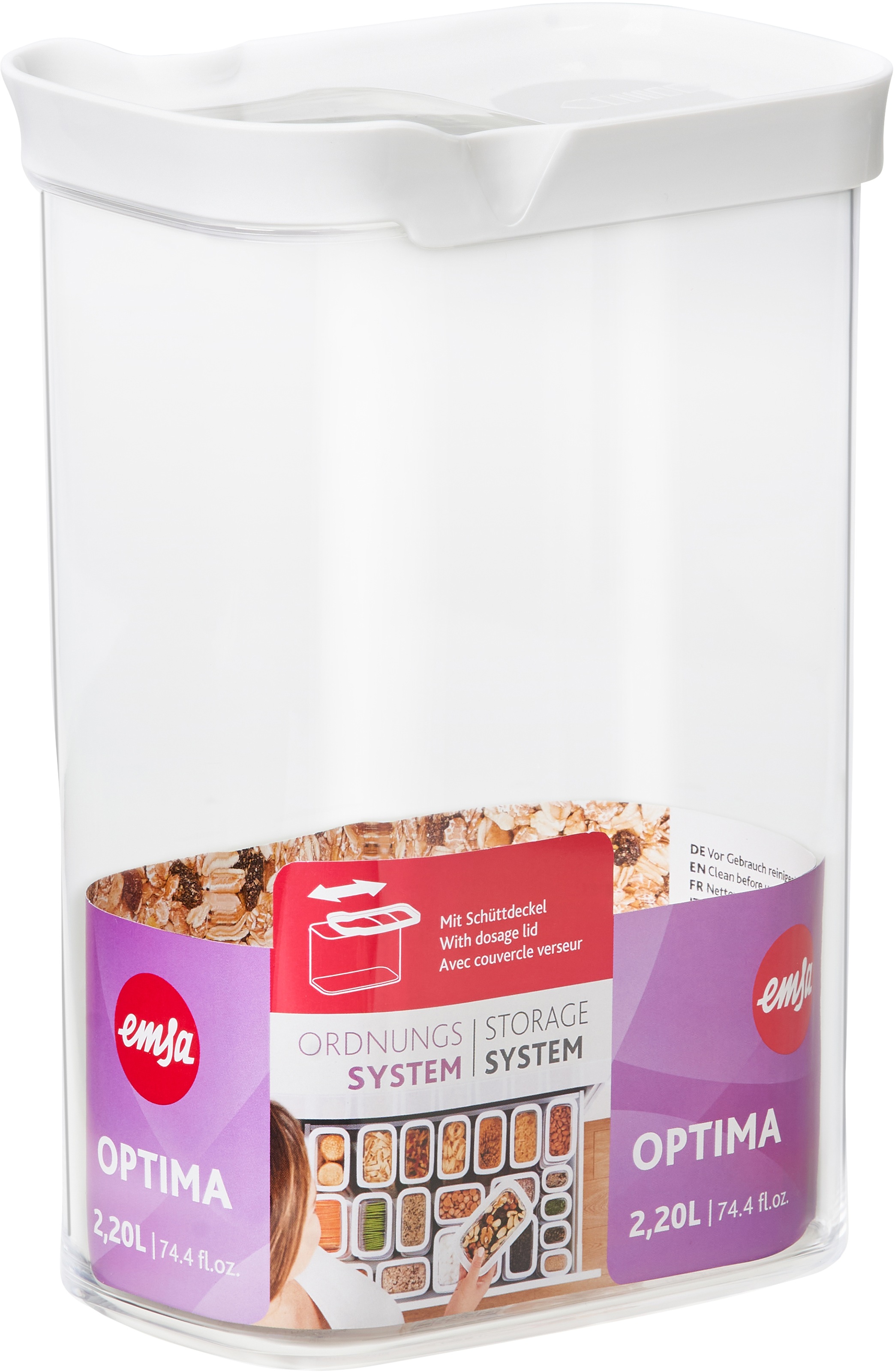 EMSA Optima Rechteckig Container 2,2 l Transparent, Weiß 1 Stück(e)