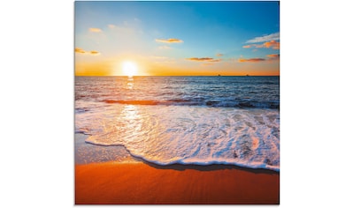 Glasbild »Sonnenuntergang und das Meer«, Strand, (1 St.)