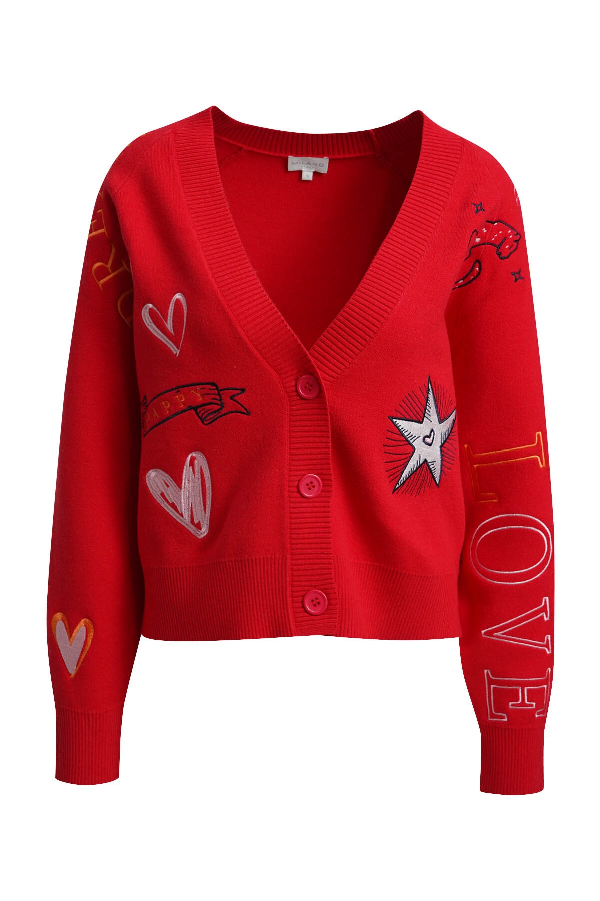 Milano Italy Cardigan mit Label-Applikation