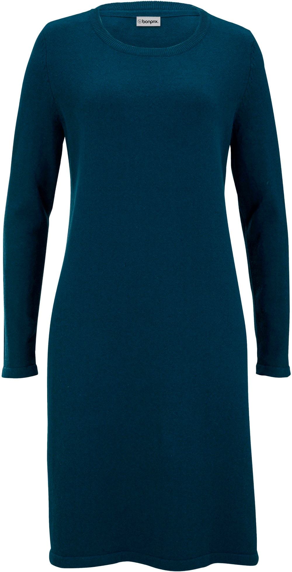 bonprix Strickkleid aus Baumwollmischung, figurumspielende Passform, unifarben