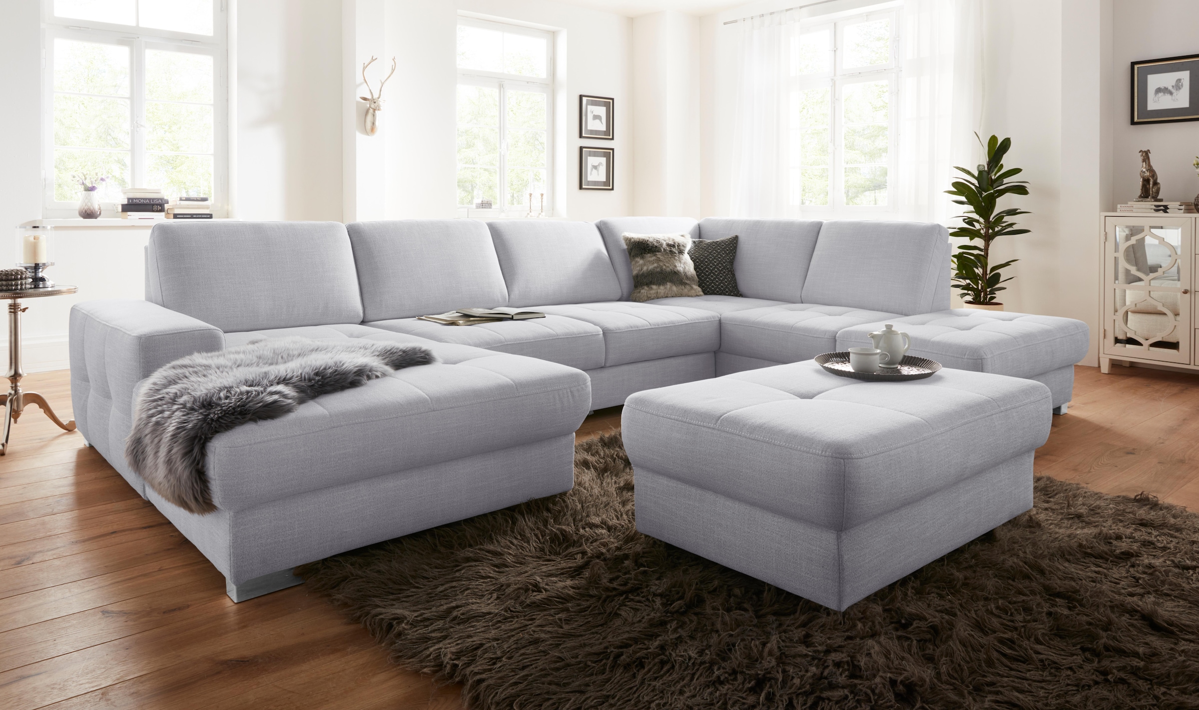 sit&more Wohnlandschaft »Santorini U-Form«, mit Federkern und Sitztiefenverstellung, wahlweise mit Bettfunktion