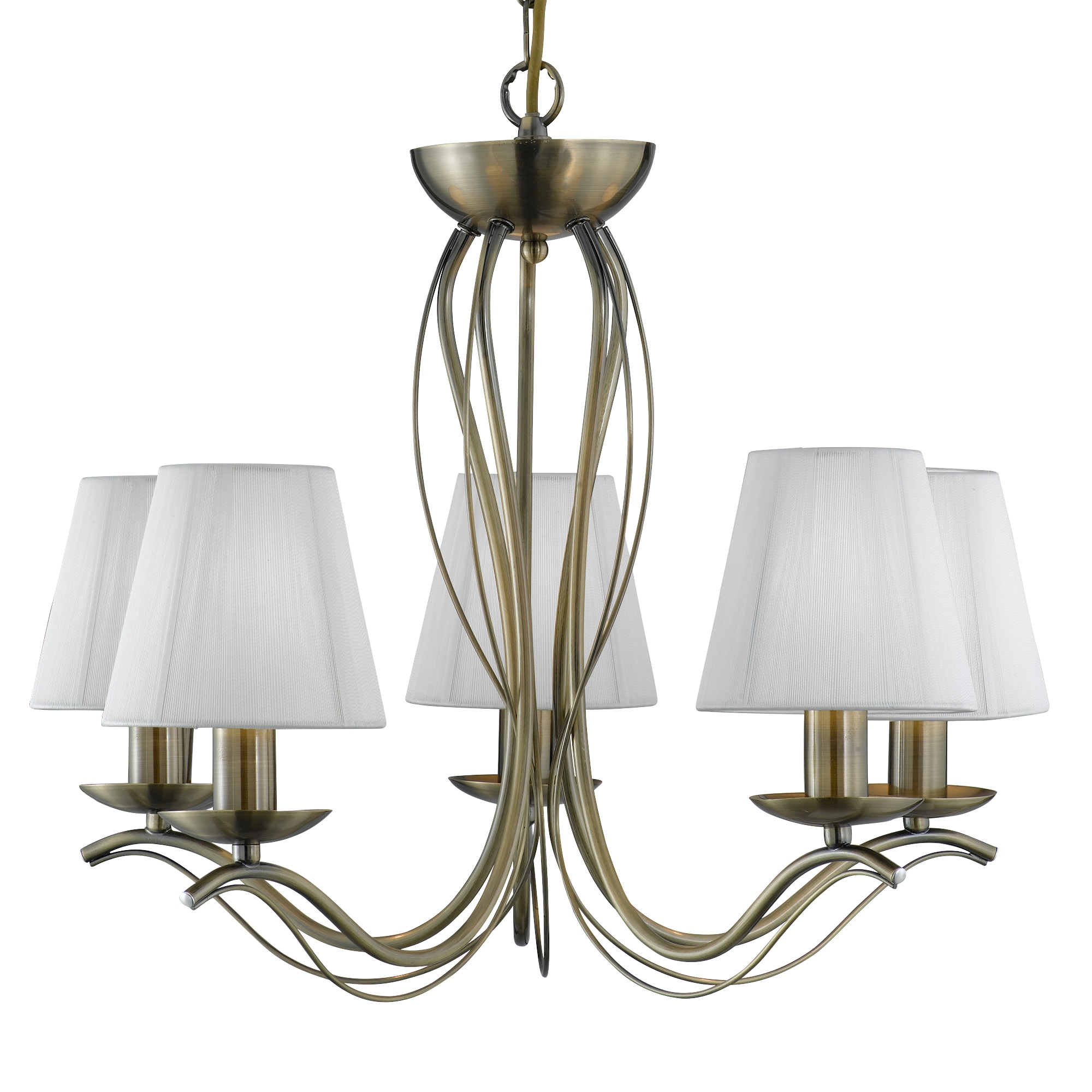 Searchlight Kronleuchter »Andretti 5Lt Pendant-Antique Brass & Ivory String Fabric« E14 1 Stk.