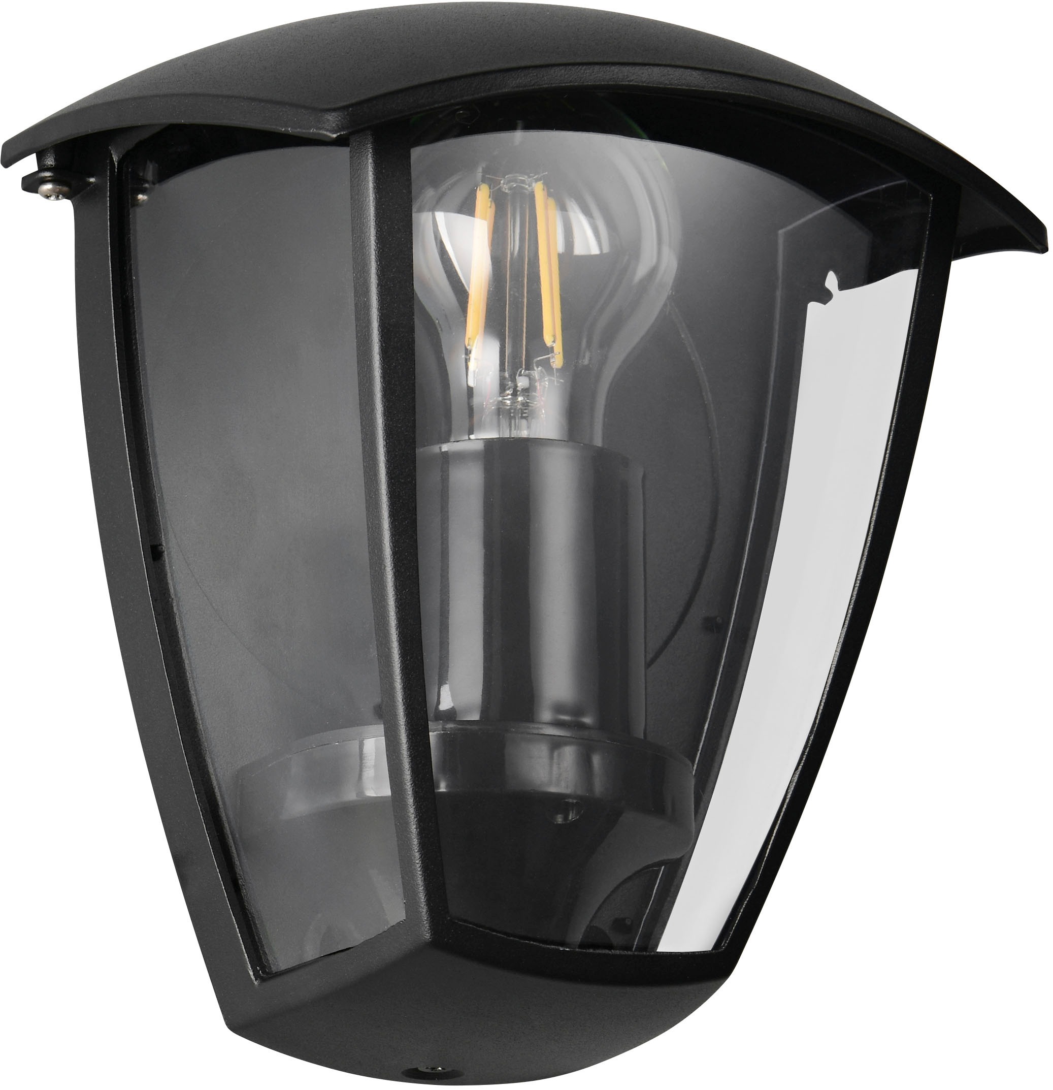 TRIO Leuchten Außen-Wandleuchte »VENTA, Outdoor Hauswand Fassadenbeleuchtung, exkl 1x E27 max 10W, IP44«, 1 flammig, Leuchtmittel E27 | Leuchtmittel wechselbar, Wandlampe Garten Terrasse, Aluminium mit Kunststoff Schirm transparent