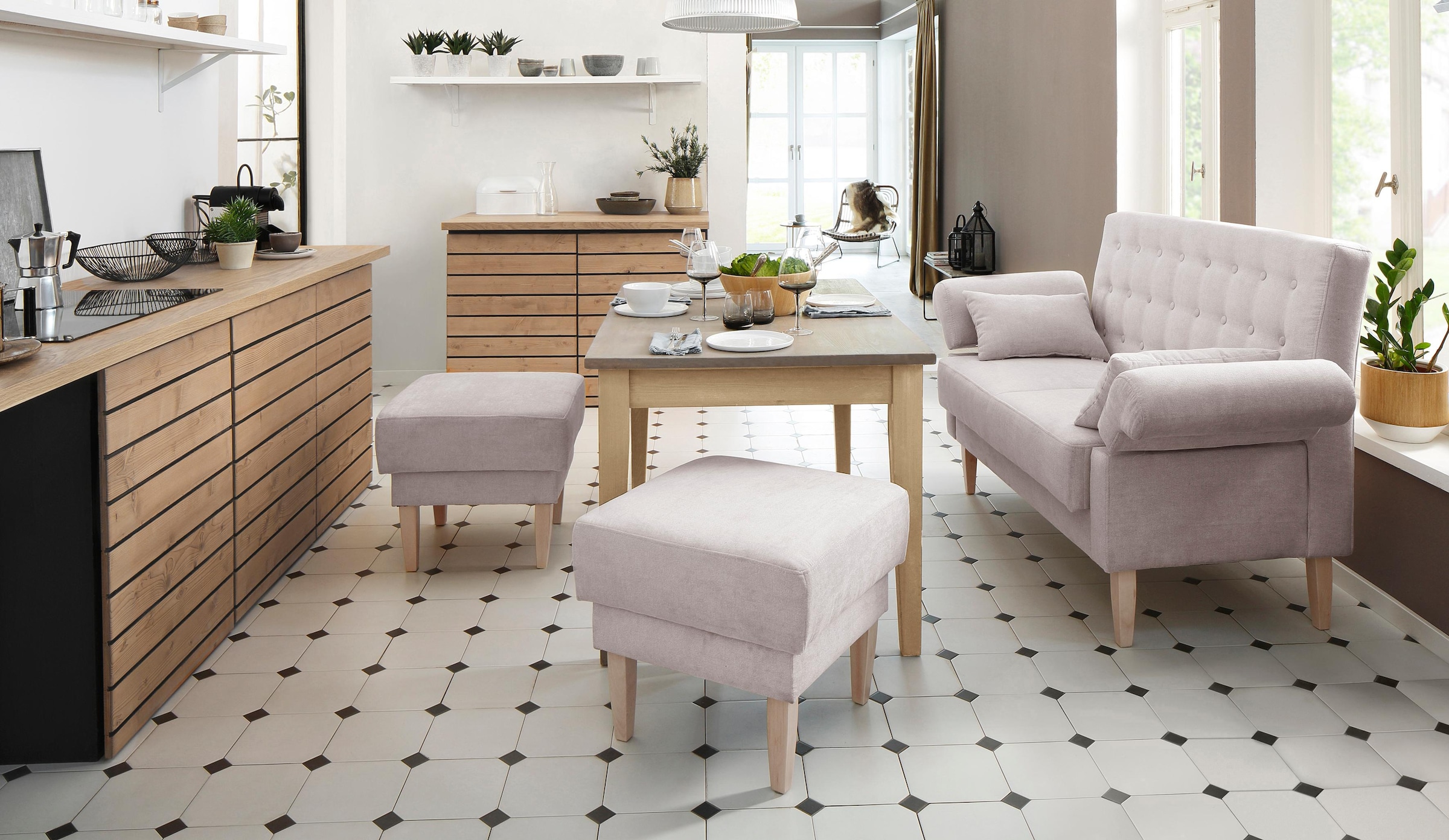 Home affaire Hocker »Scalea« mit Federkern-Polsterung