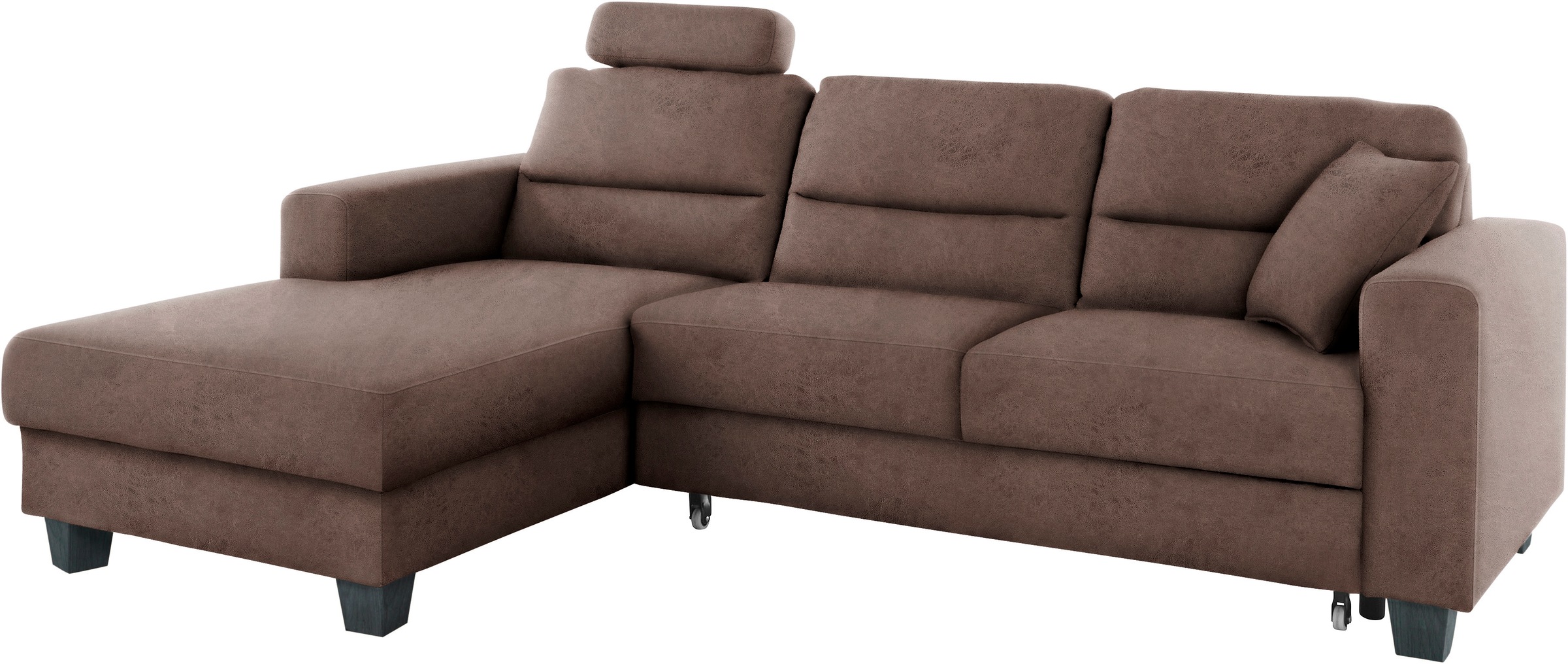 TRENDMANUFAKTUR Ecksofa »Chamber, zeitlos und modern, bequem mit hohem Sitzkomfort, L-Form«, inklusive einer Kopfstütze, wahlweise mit Schlaffunktion