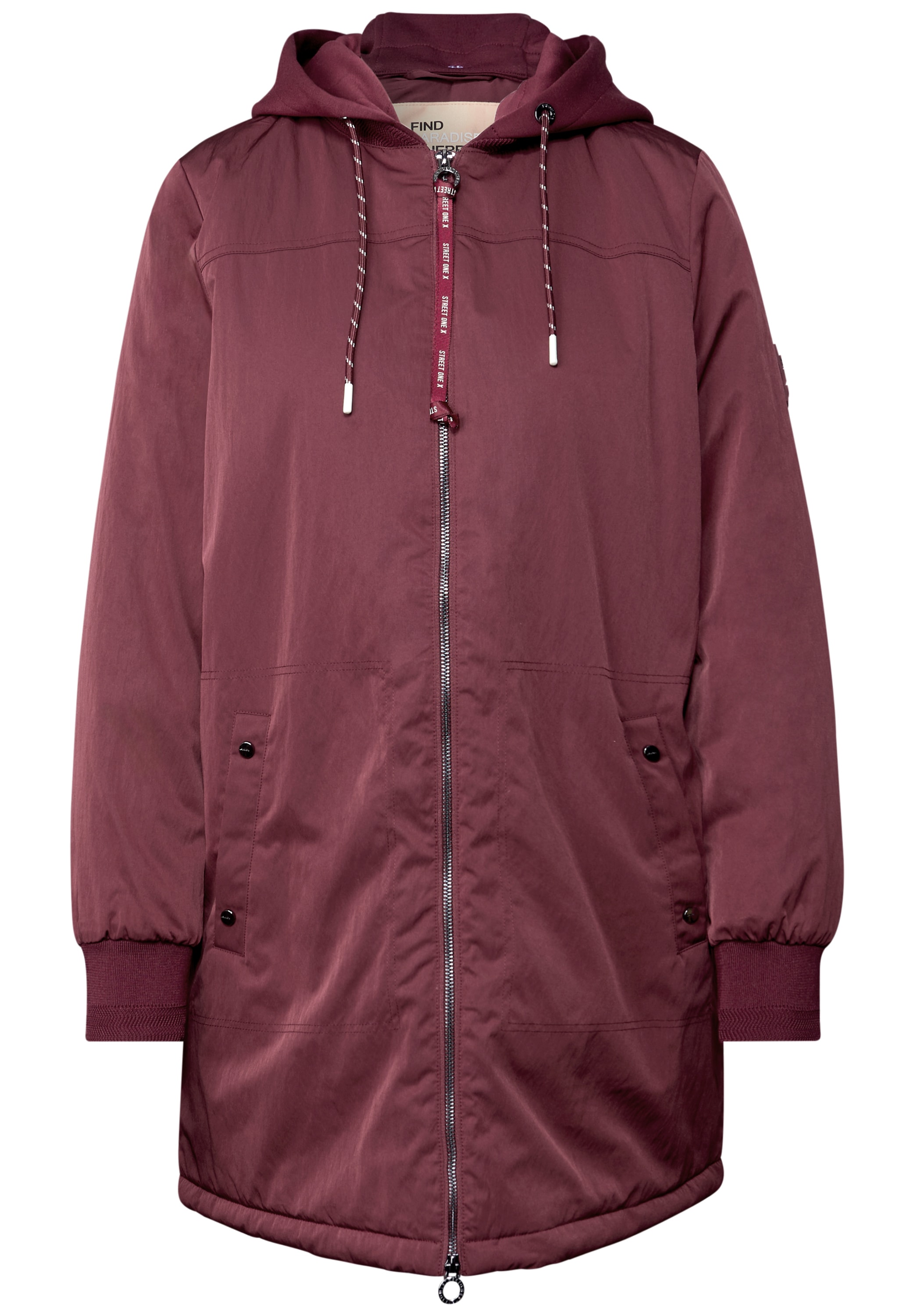 STREET ONE Blouson, mit Kapuze, lang, mit abnehmbarer Kapuze mit Tunnelzug