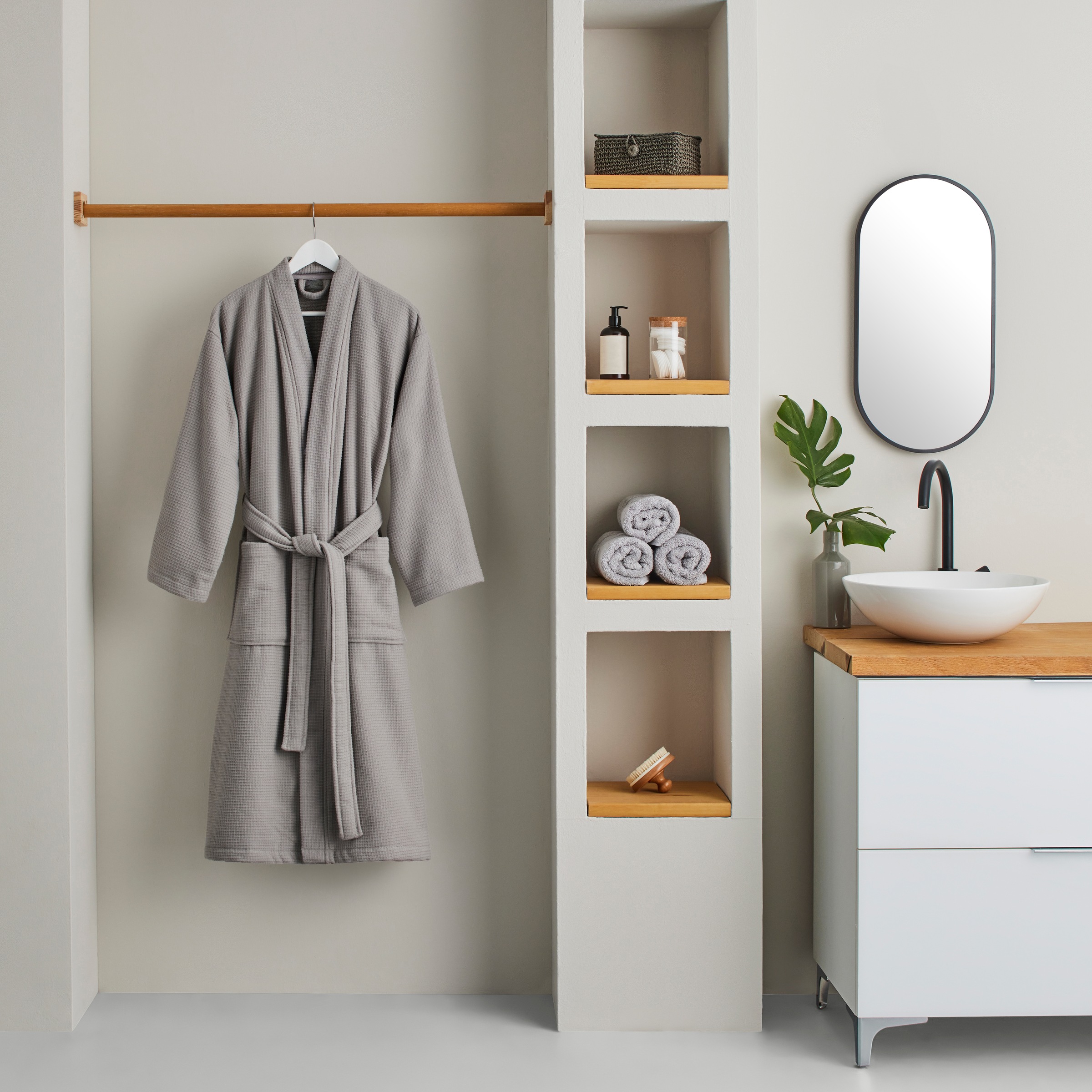 my home Unisex-Bademantel »Merida, Waffelpiqué, ideal für Sauna & Spa, Hotelbademantel«, (1 St.), Premium Qualität, 500 g/m², S-2XL, Morgenmantel