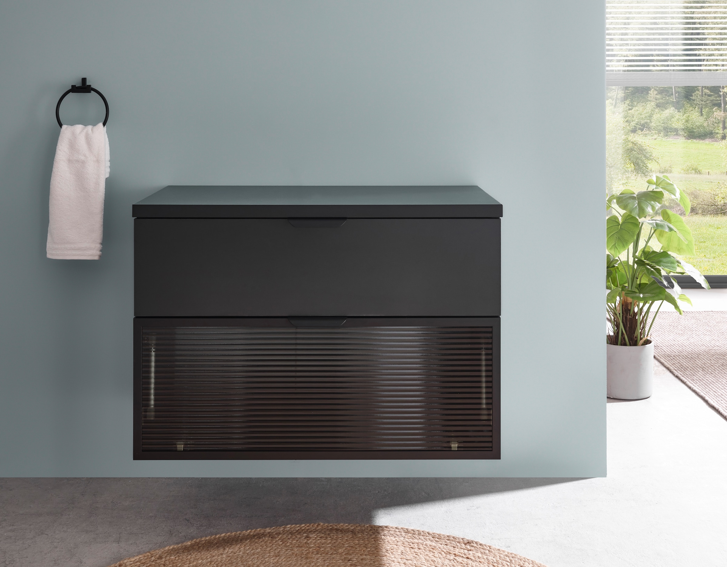 BASIC by Balculina Waschbeckenunterschrank »Diosa B/H/T 80x55x46 cm« 1 Stk. tlg. Breite 80cm, Softclose, Alurahmen