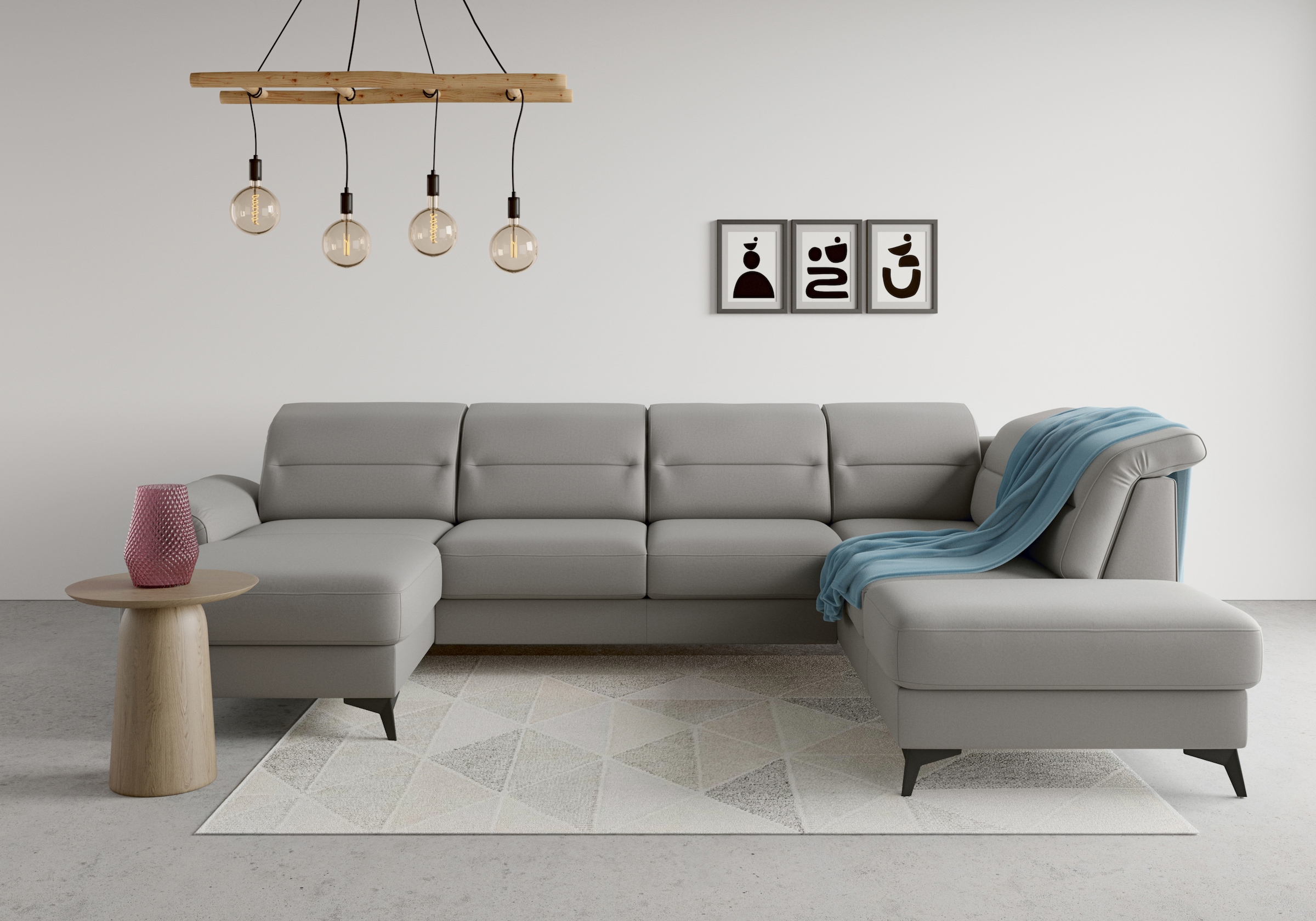 sit&more Wohnlandschaft "Sinatra U-Form" optional mit Kopfteilverstellung und Armteilfunktion, Metallfüße