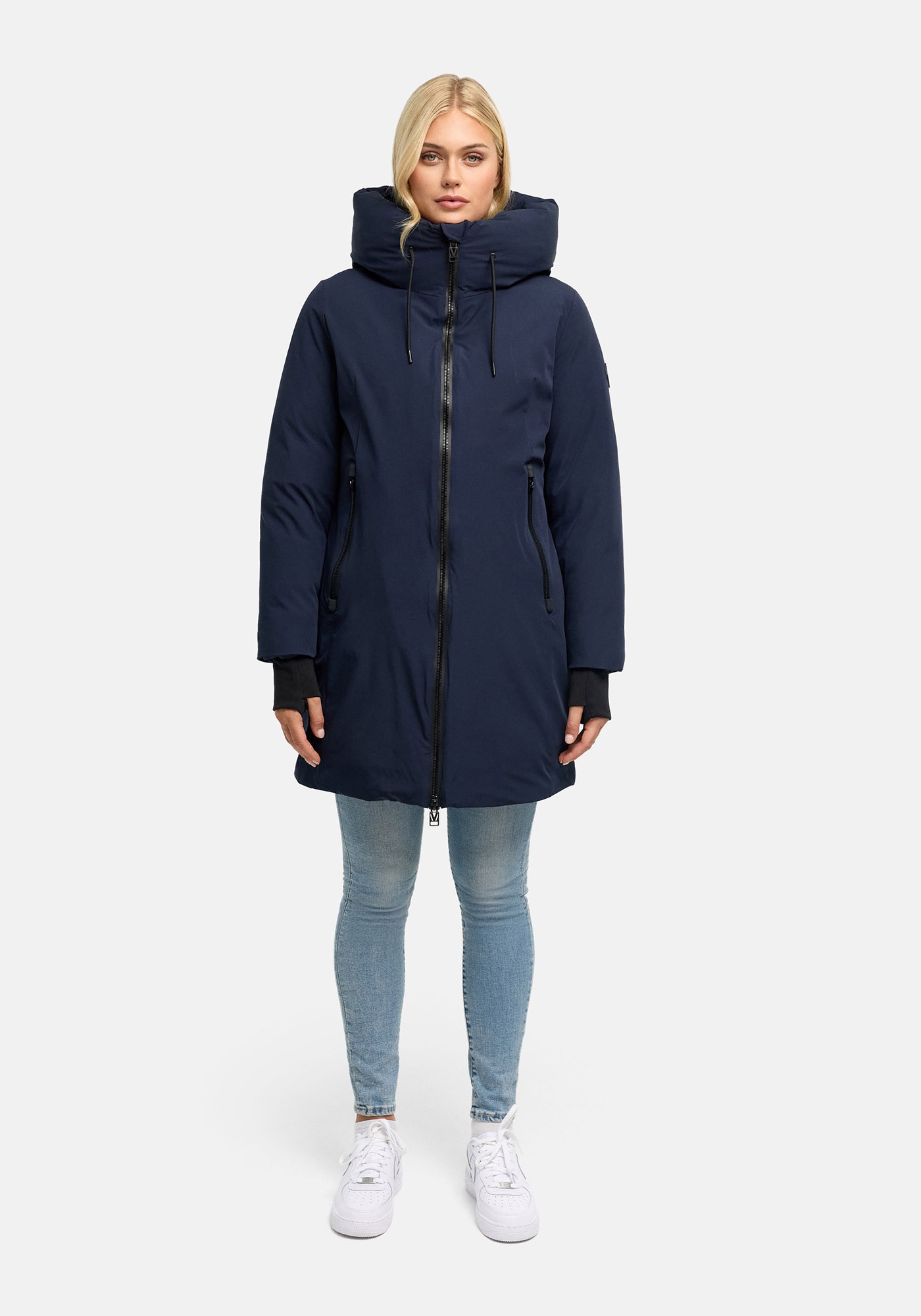 Marikoo Winterjacke "Polarhäschen" mit Kapuze Wintermantel mit Kapuze, Stehkragen, taillierte Rückenpartie
