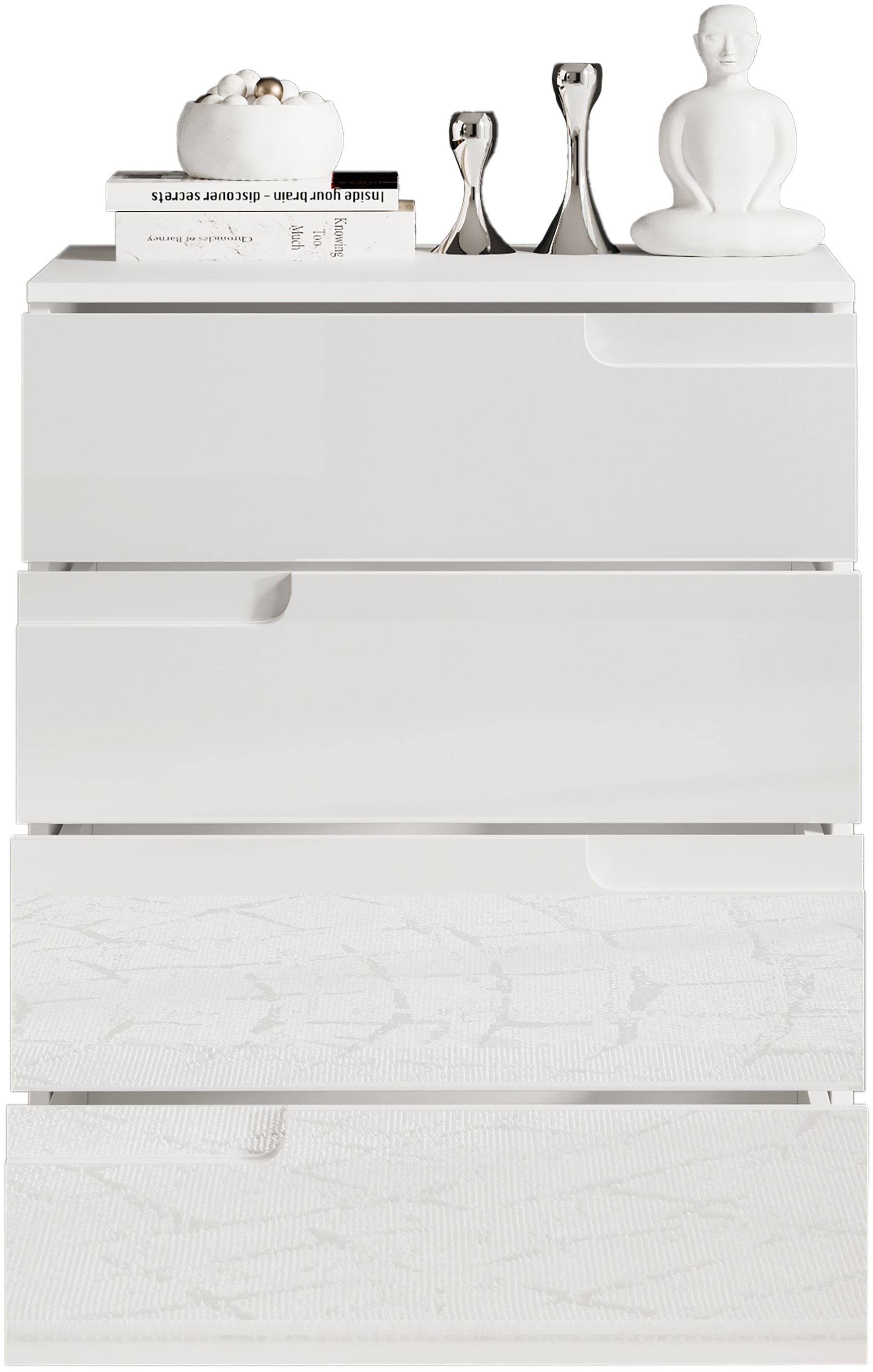 HBZ Kommode »Spice weiß hochglanz, BxHxT 65x80x40 cm«, Kommode mit 4 Schubkästen
