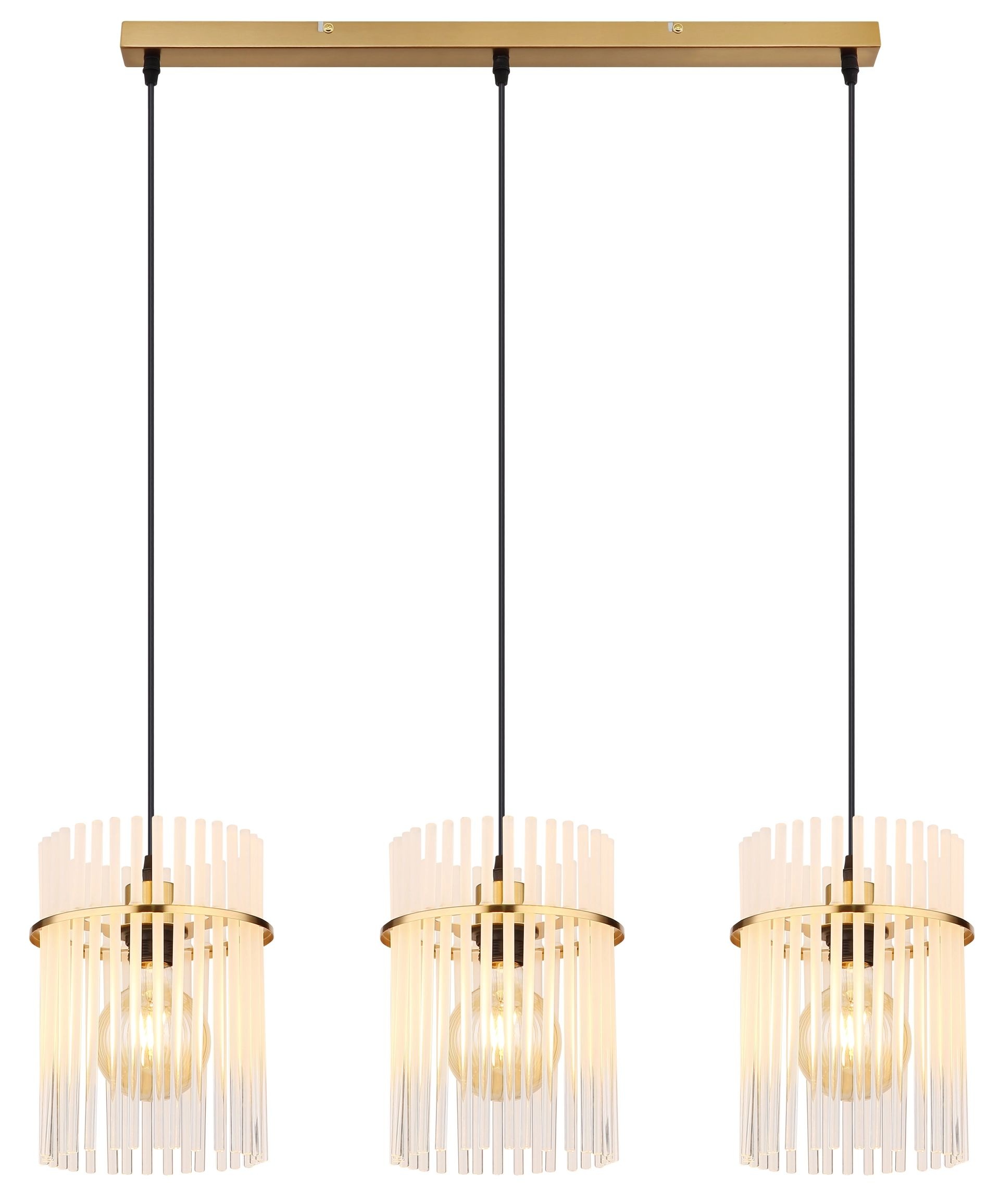 GLOBO LIGHTING Pendelleuchte »GORLEY«, 3 flammig, Leuchtmittel E27 | ohne Leuchtmittel, Design Glasstäbe, Deckenlampe, Wohnzimmer, Esszimmer, Hängeleuchte