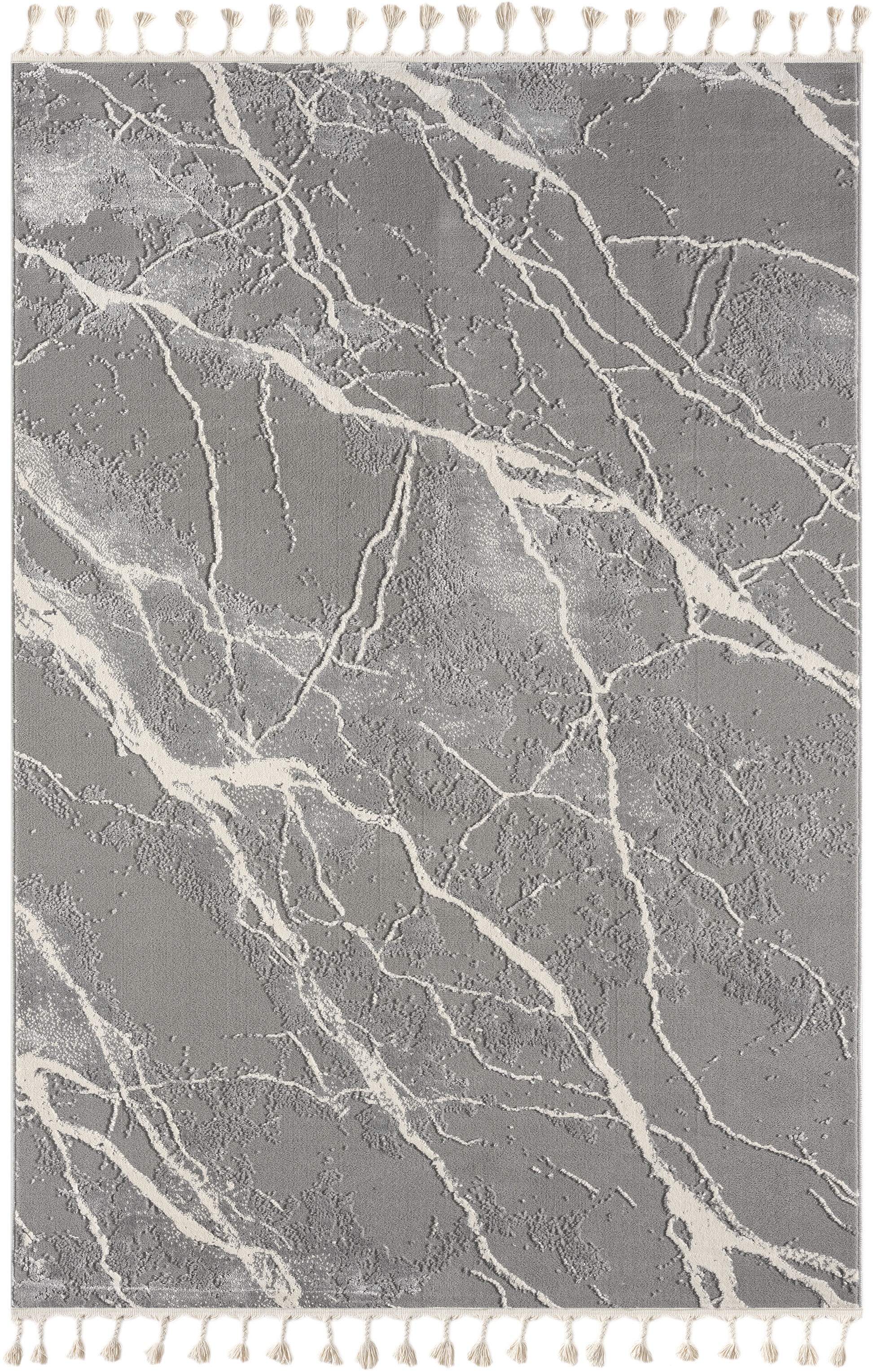 my home Teppich "Zoe, Hoch-Tief-Struktur" rechteckig 11 mm Höhe mit Fransen günstig online kaufen