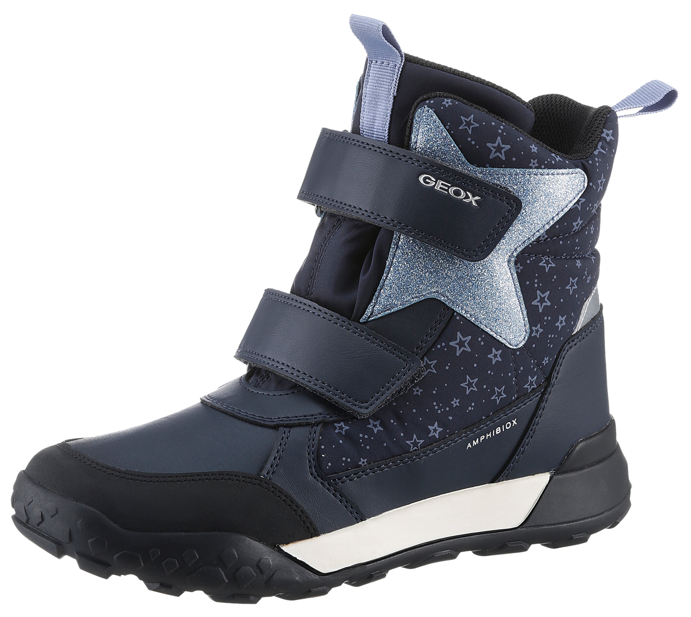 Geox Winterboots "J TREKKYUP GIRL B ABX", Klettstiefel, Snowboots, Winterstiefel mit Metallic Look